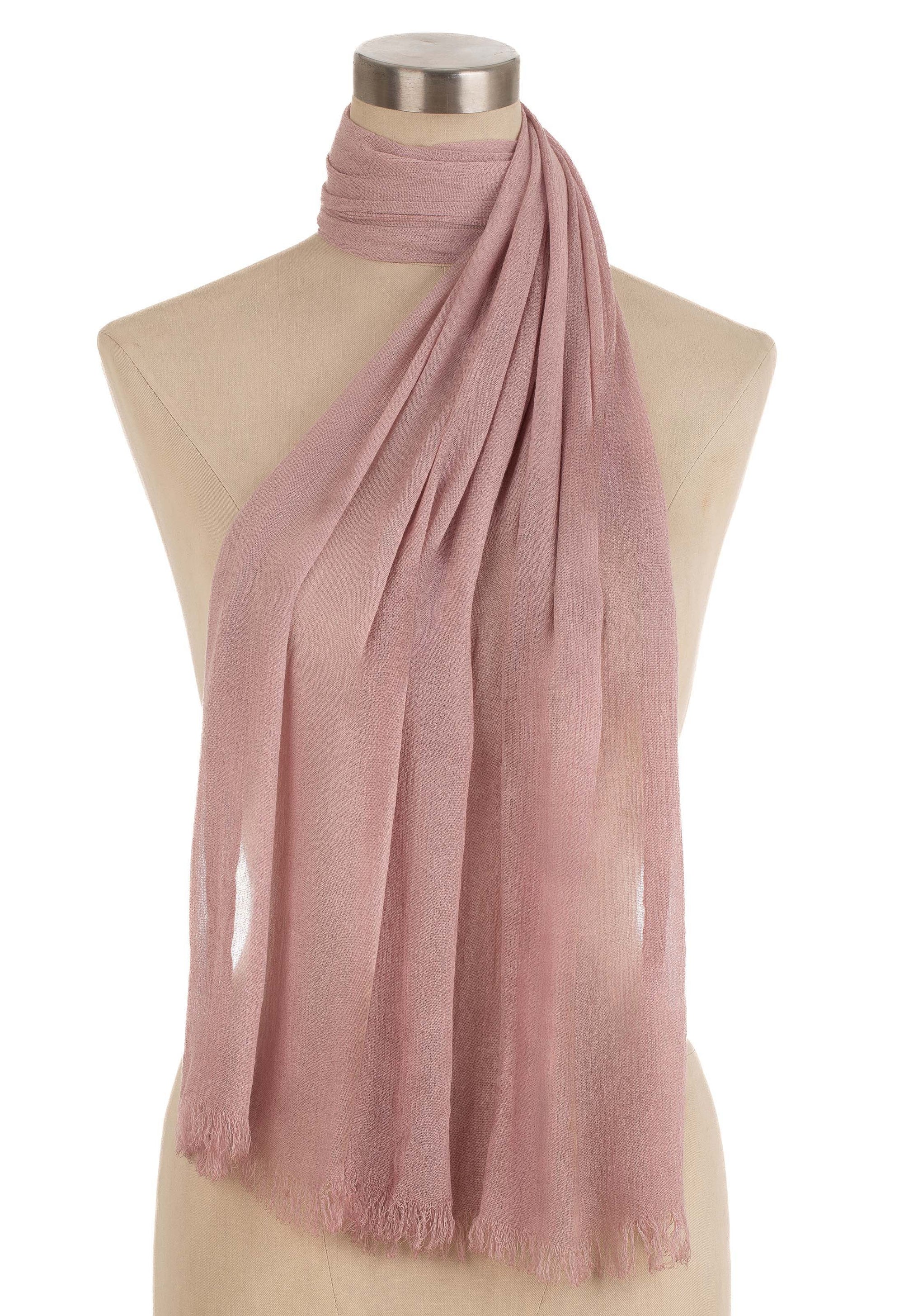 Solid Viscose Scarf with Distressed Trim
