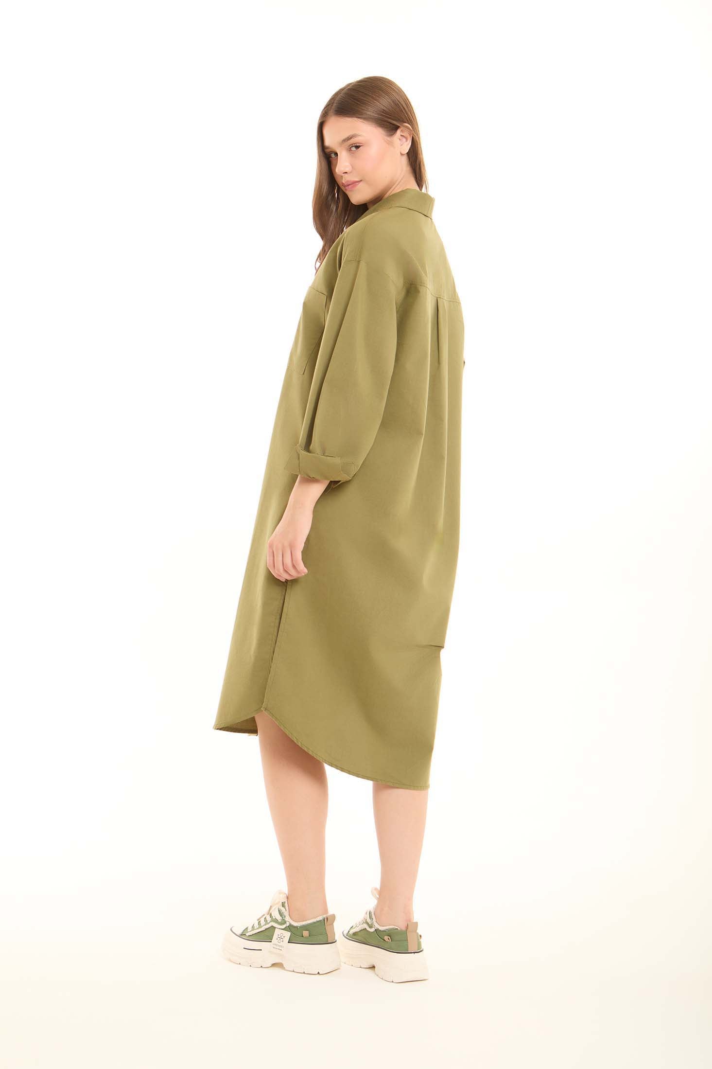 Chic Longline Slit Shirt Dress