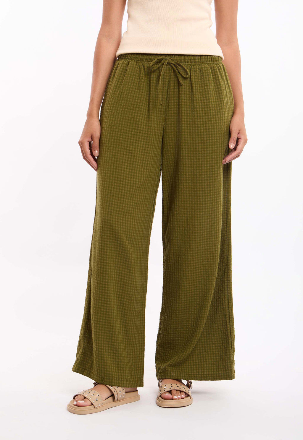 Cotton-Viscose Wide Leg Pants