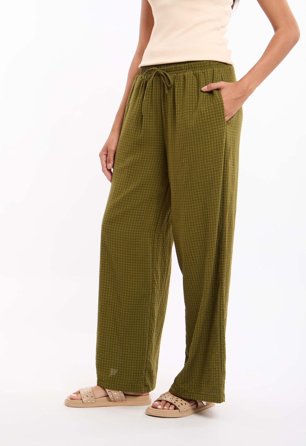 Cotton-Viscose Wide Leg Pants