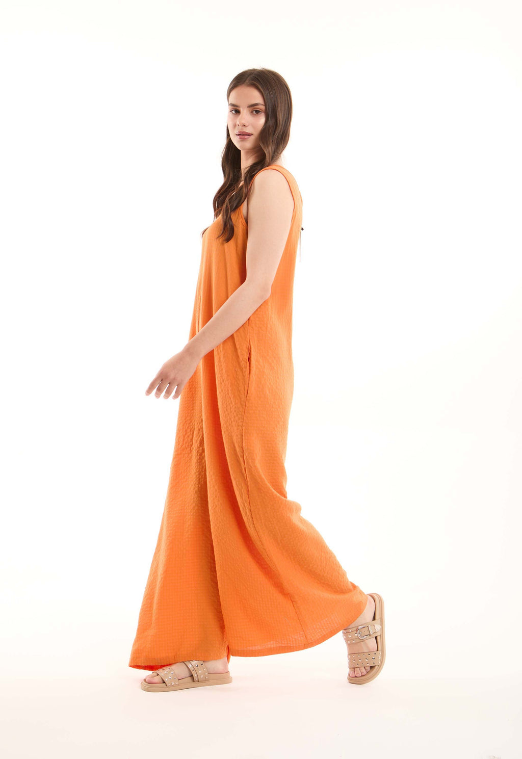 Sleeveless Textured Summer Loose Jumsuit