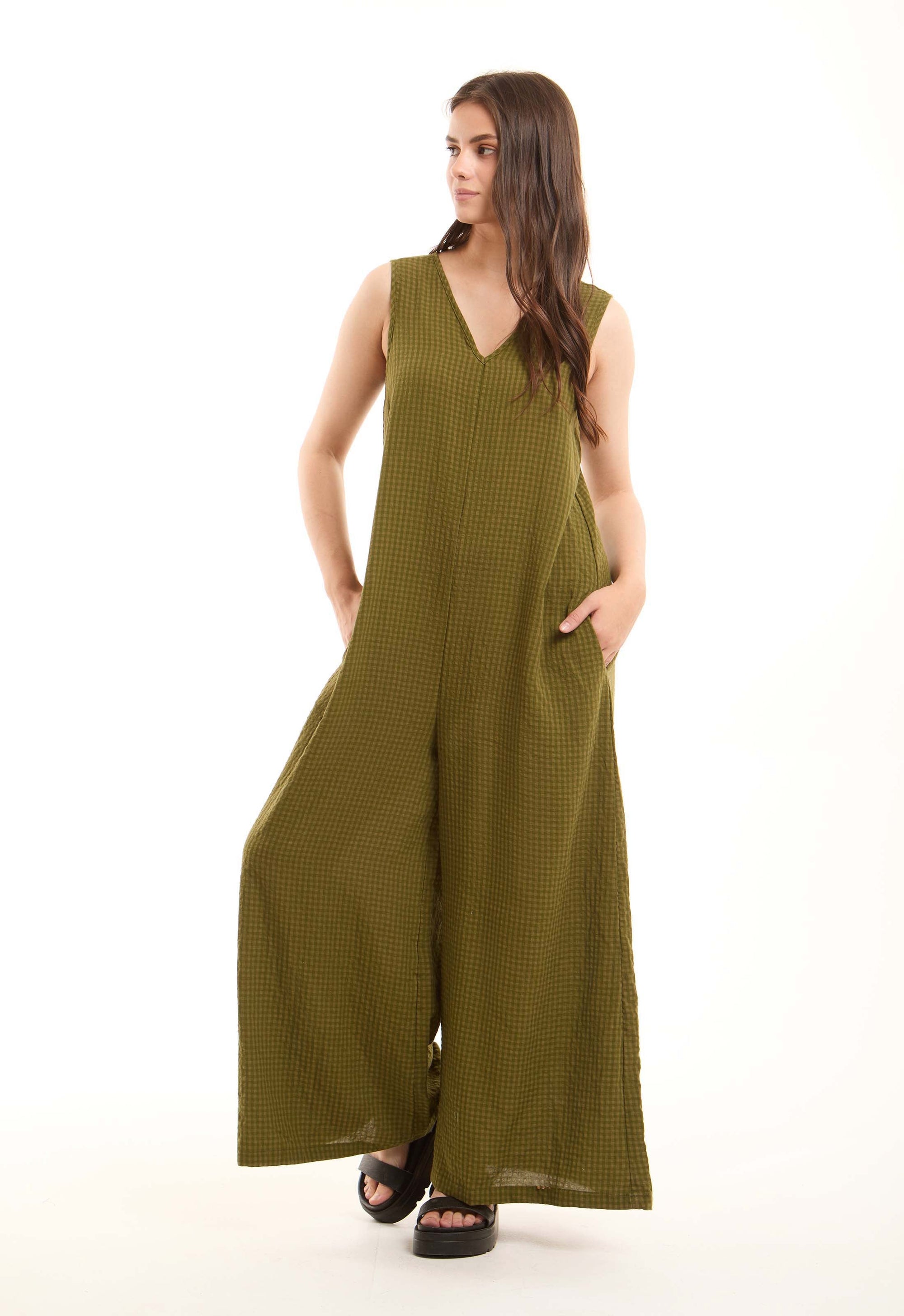 Sleeveless Textured Summer Loose Jumsuit
