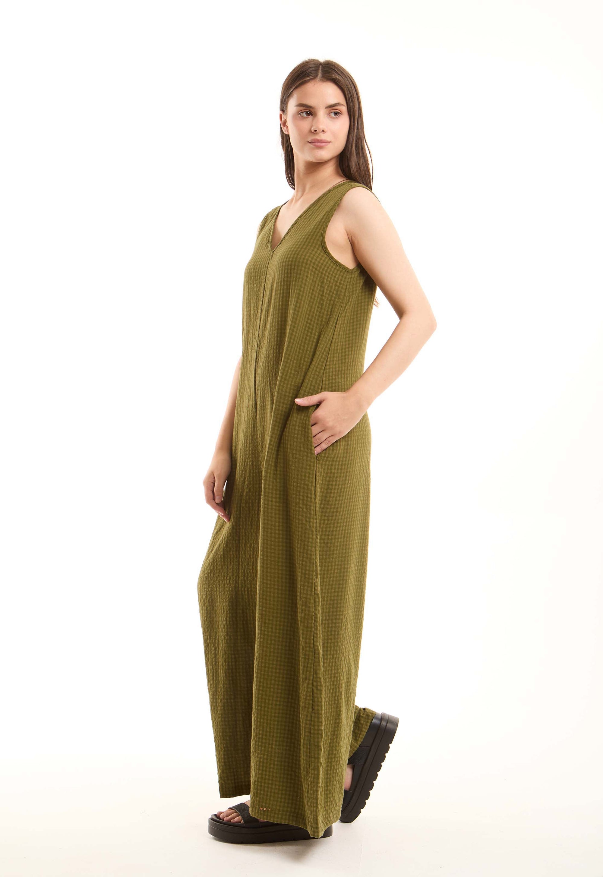 Sleeveless Textured Summer Loose Jumsuit