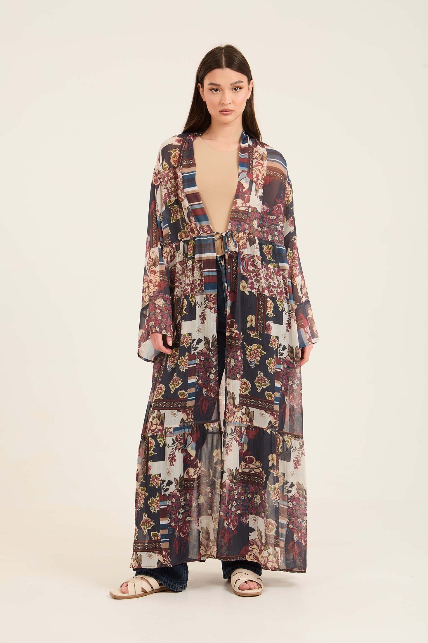 Patterned Lightweight Chiffon Long Kimono