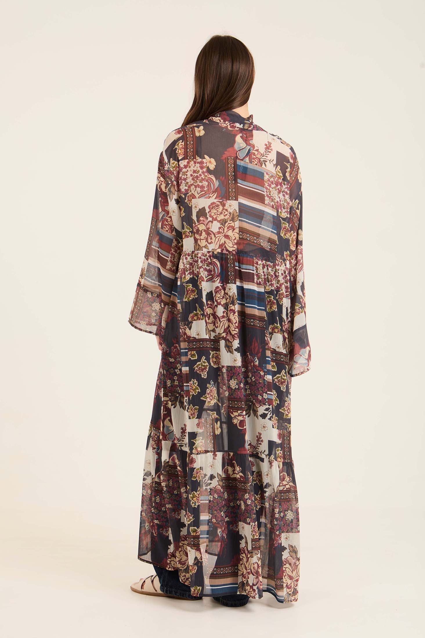 Patterned Lightweight Chiffon Long Kimono