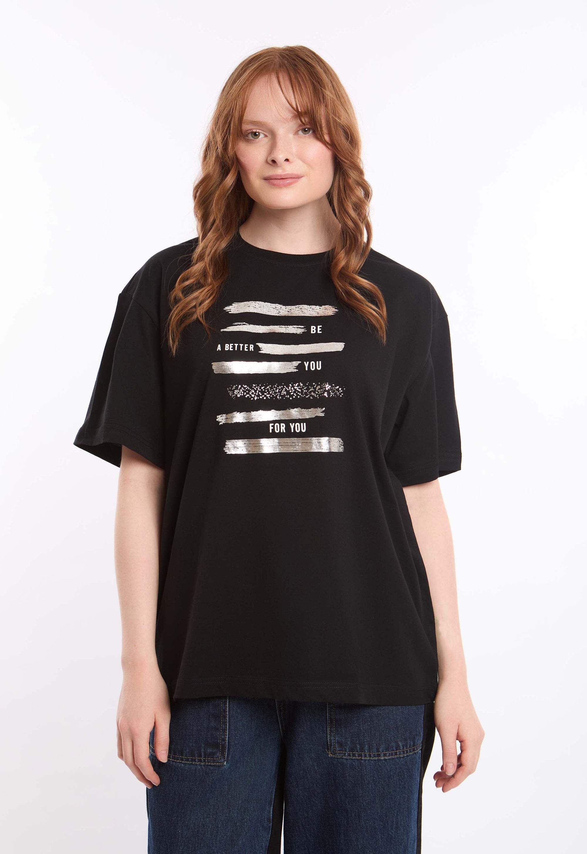 Shiny Print Relaxed Fit Tee