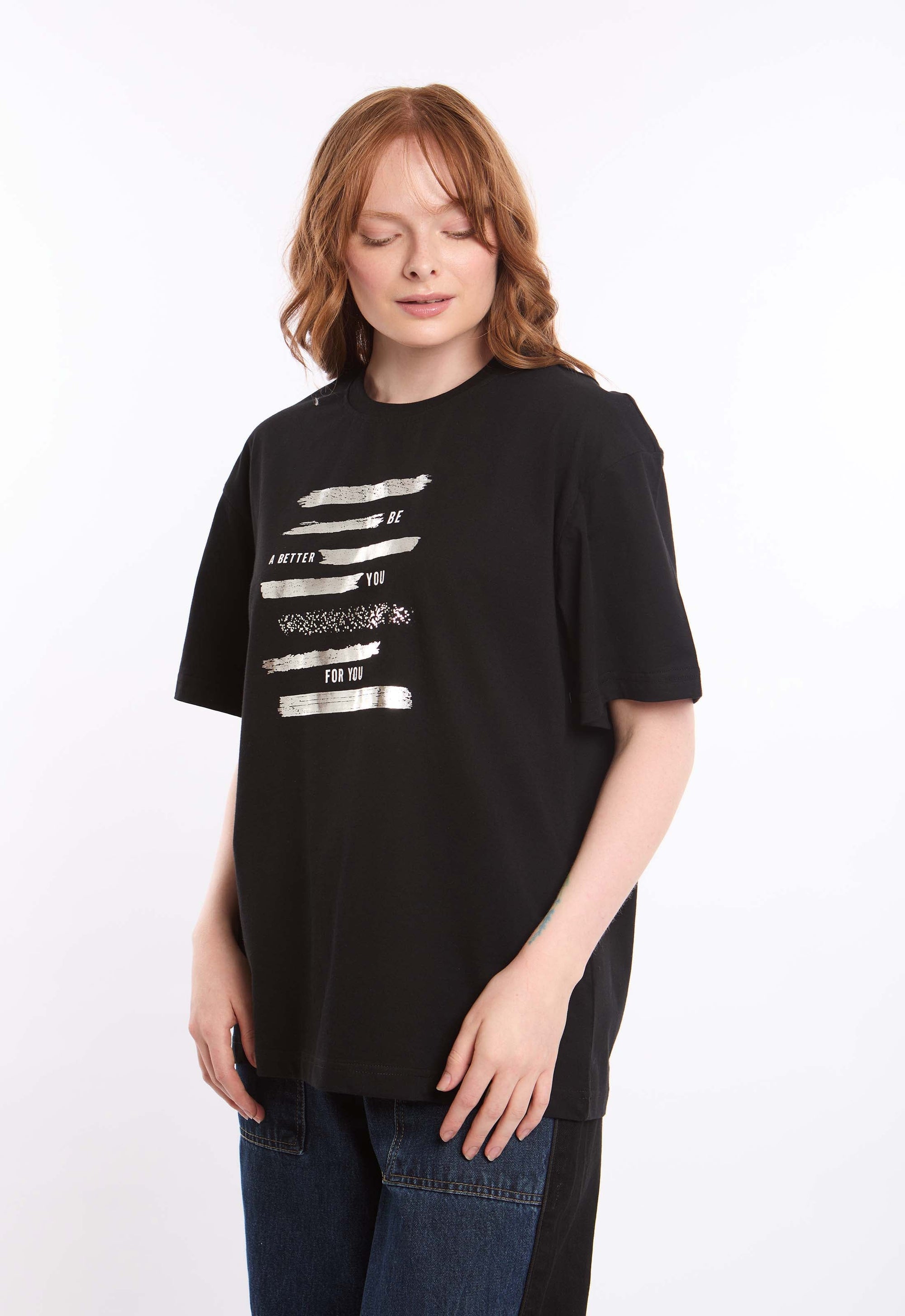 Shiny Print Relaxed Fit Tee