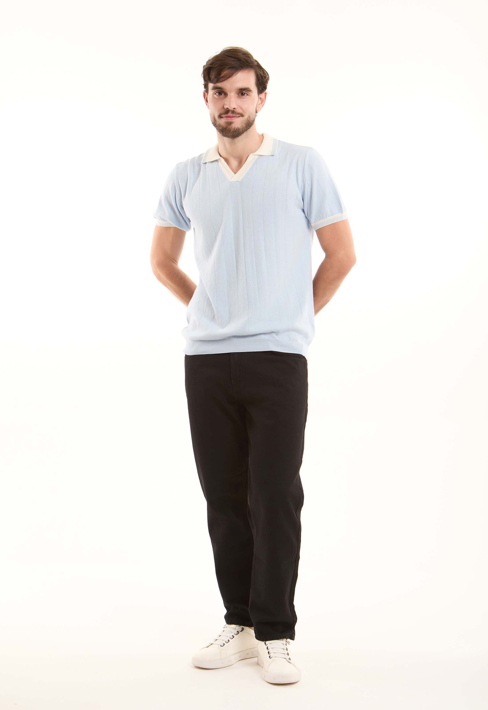 Open V-Neck Comfy Polo Shirt