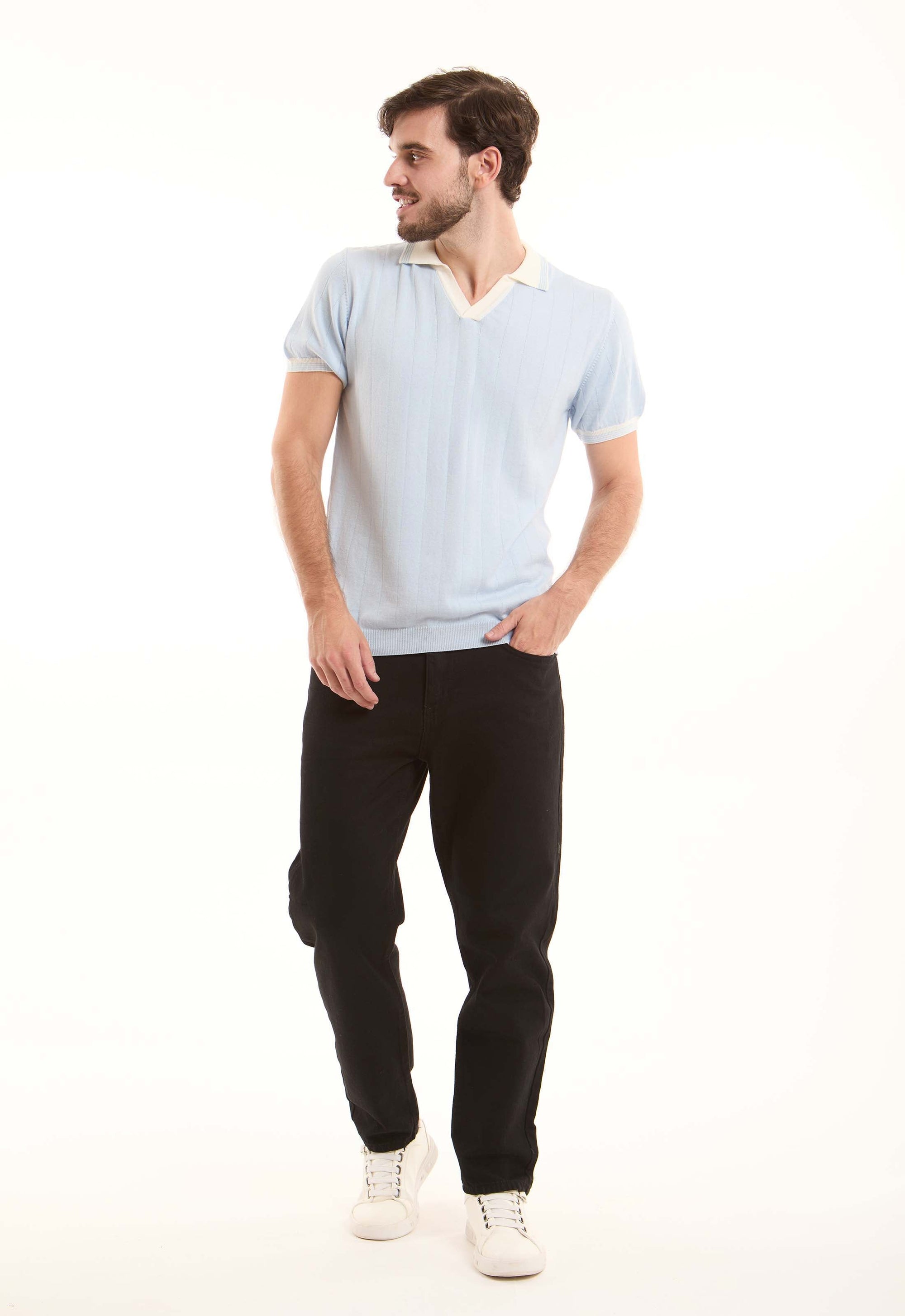Open V-Neck Comfy Polo Shirt