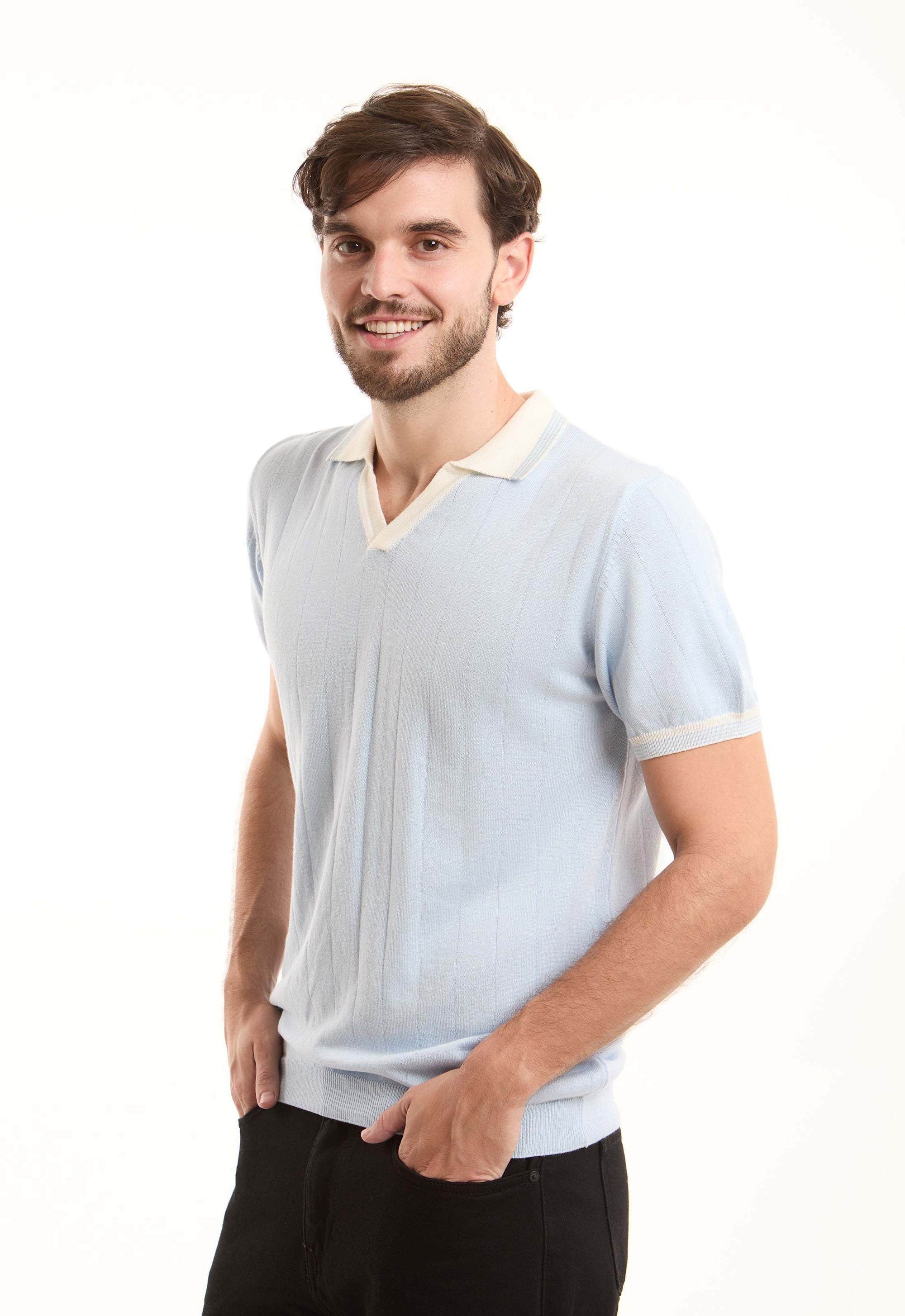 Open V-Neck Comfy Polo Shirt
