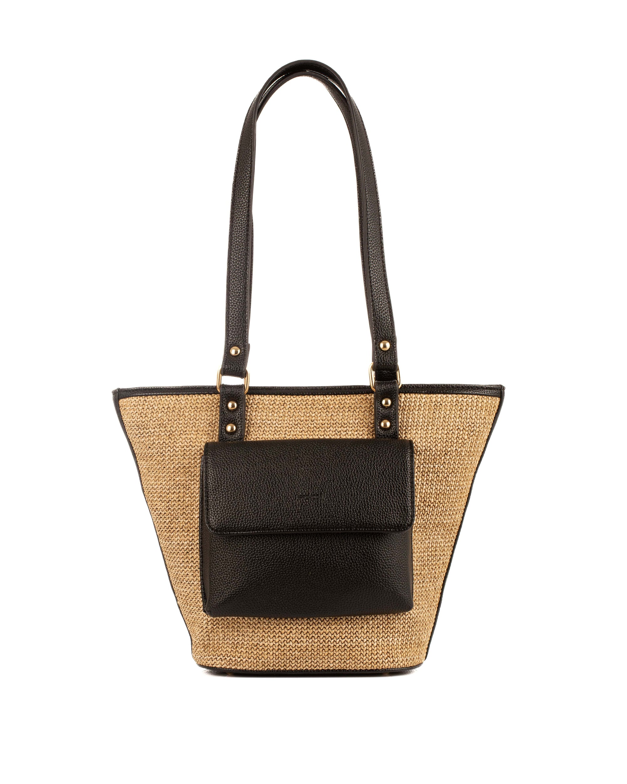 Modern Straw & Leather Top-Handle Bag