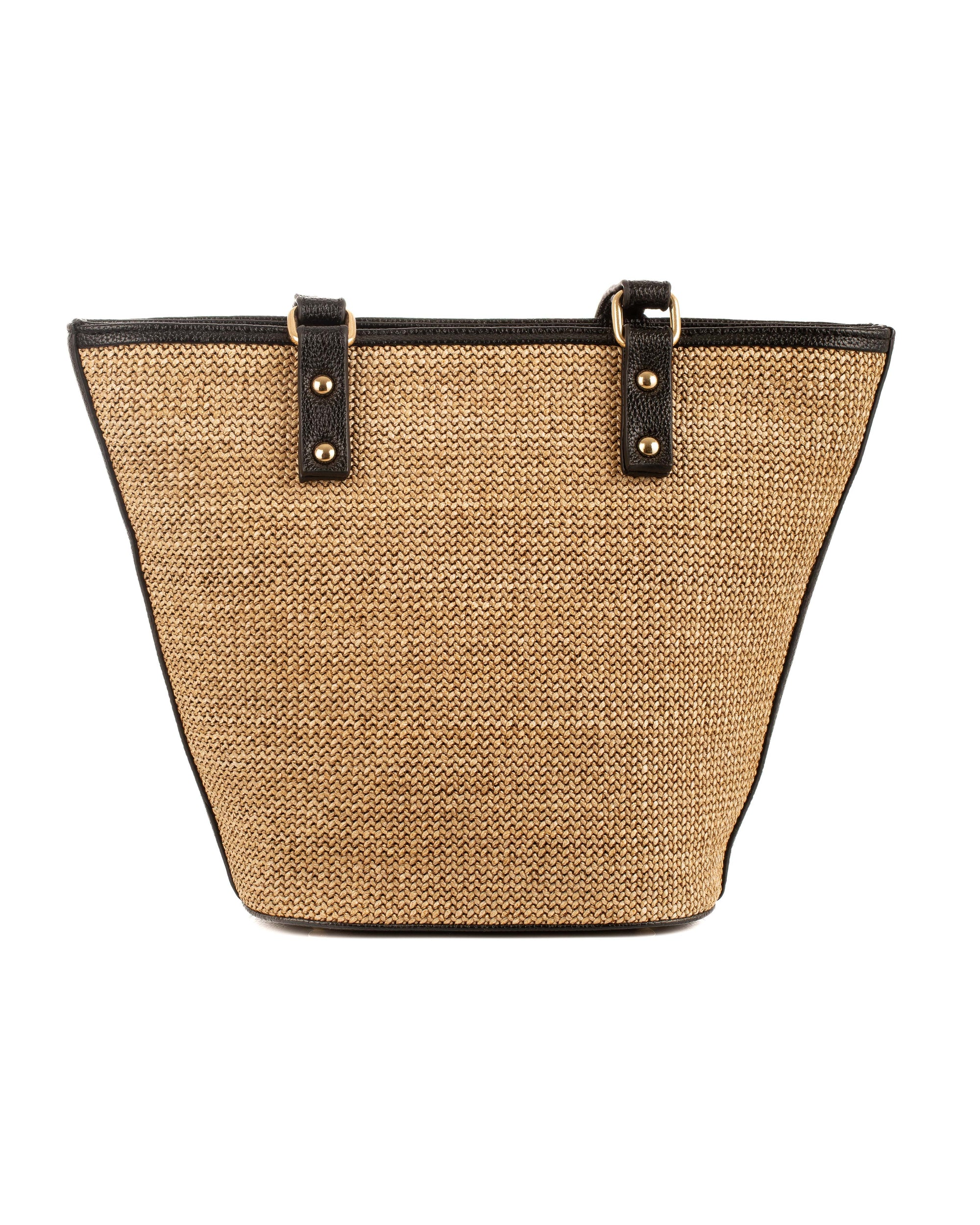 Modern Straw & Leather Top-Handle Bag