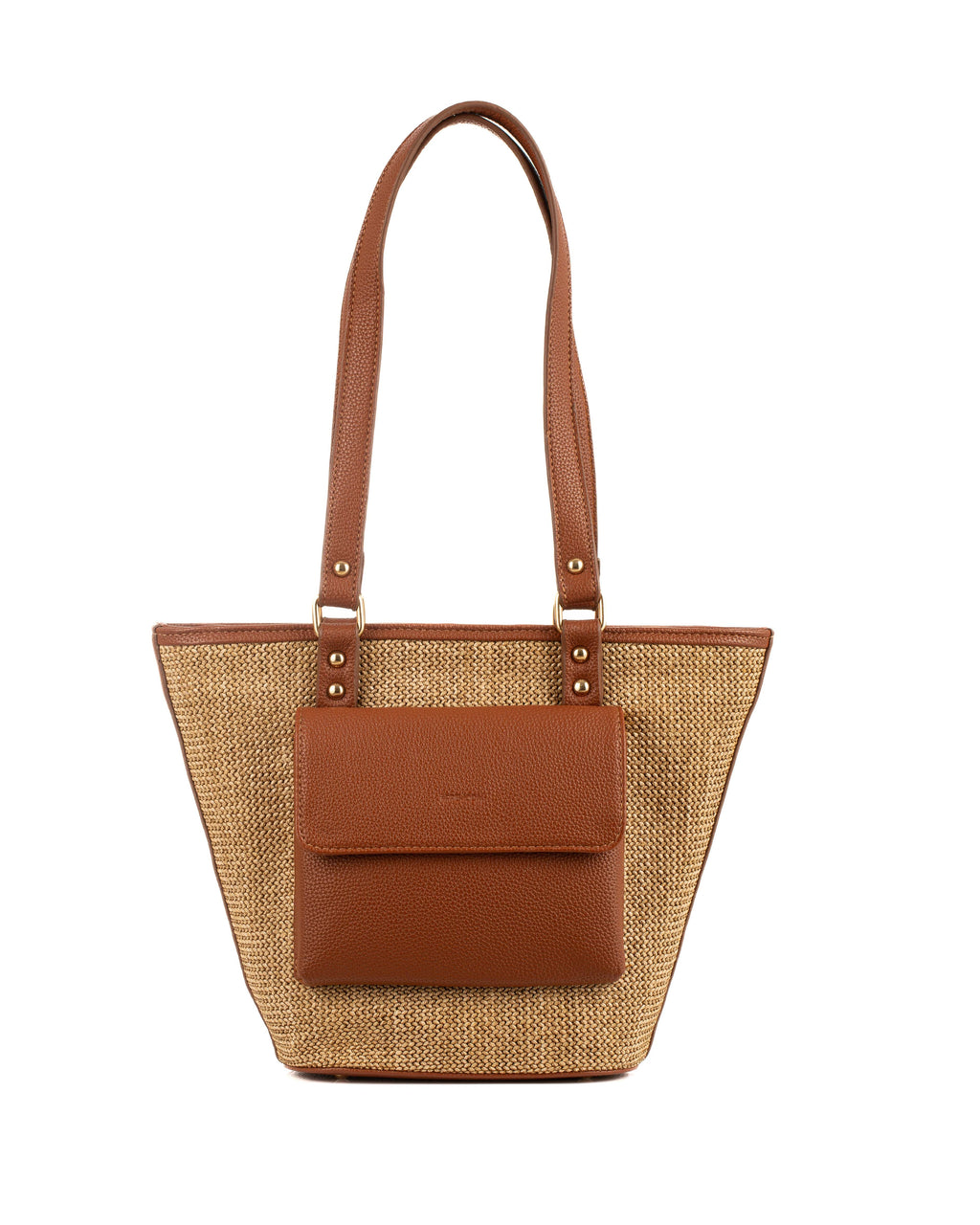 Modern Straw & Leather Top-Handle Bag