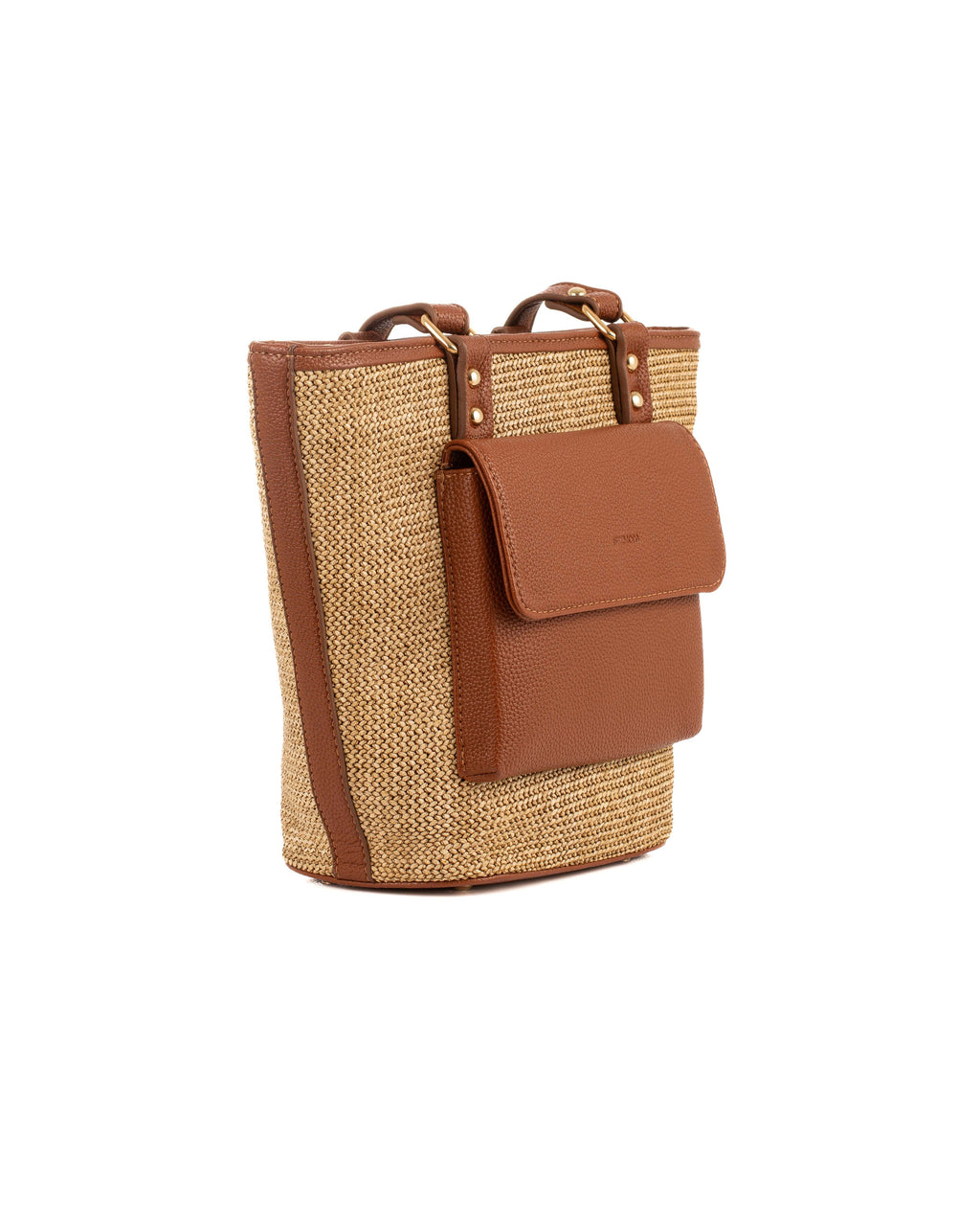 Modern Straw & Leather Top-Handle Bag