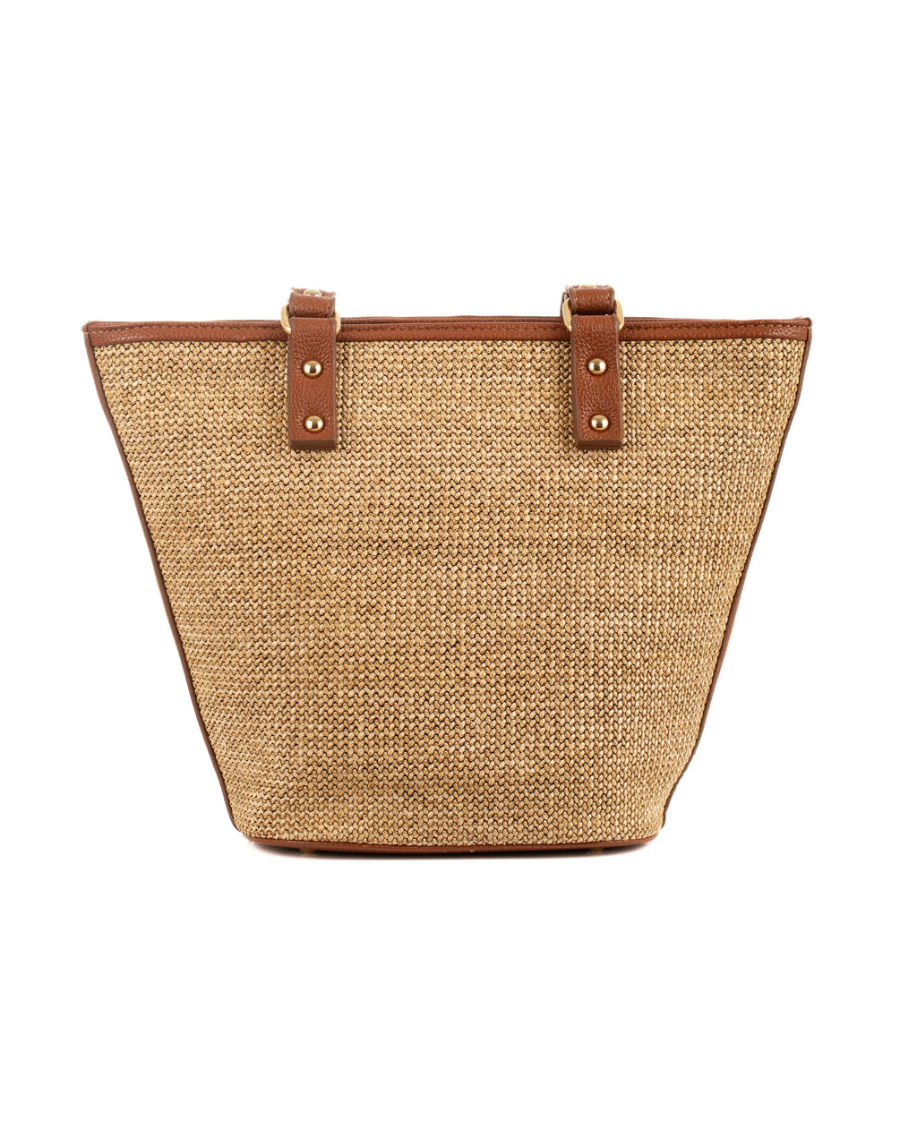 Modern Straw & Leather Top-Handle Bag