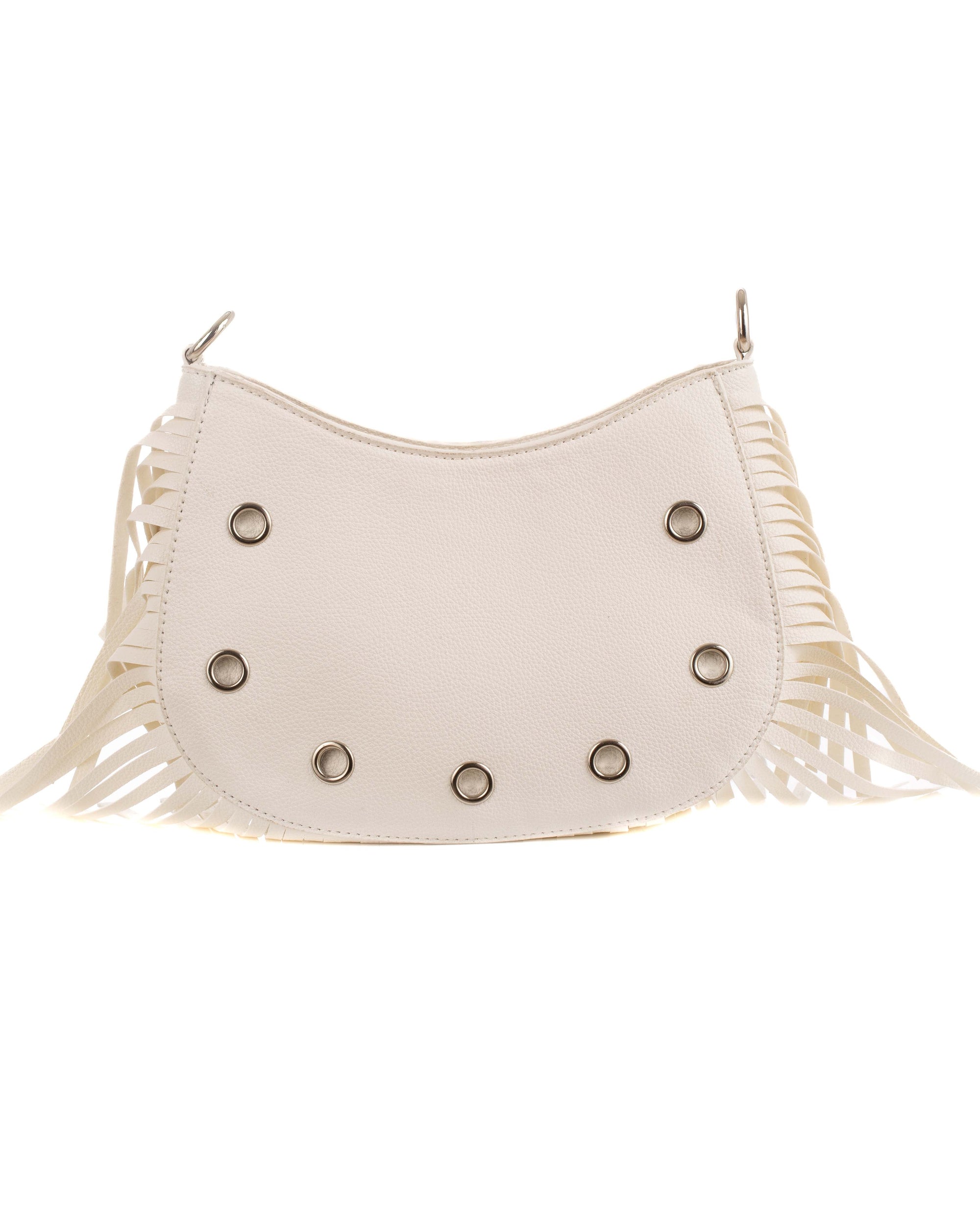 Decorative Metal Drommet & Fringes Shoulder-Bag