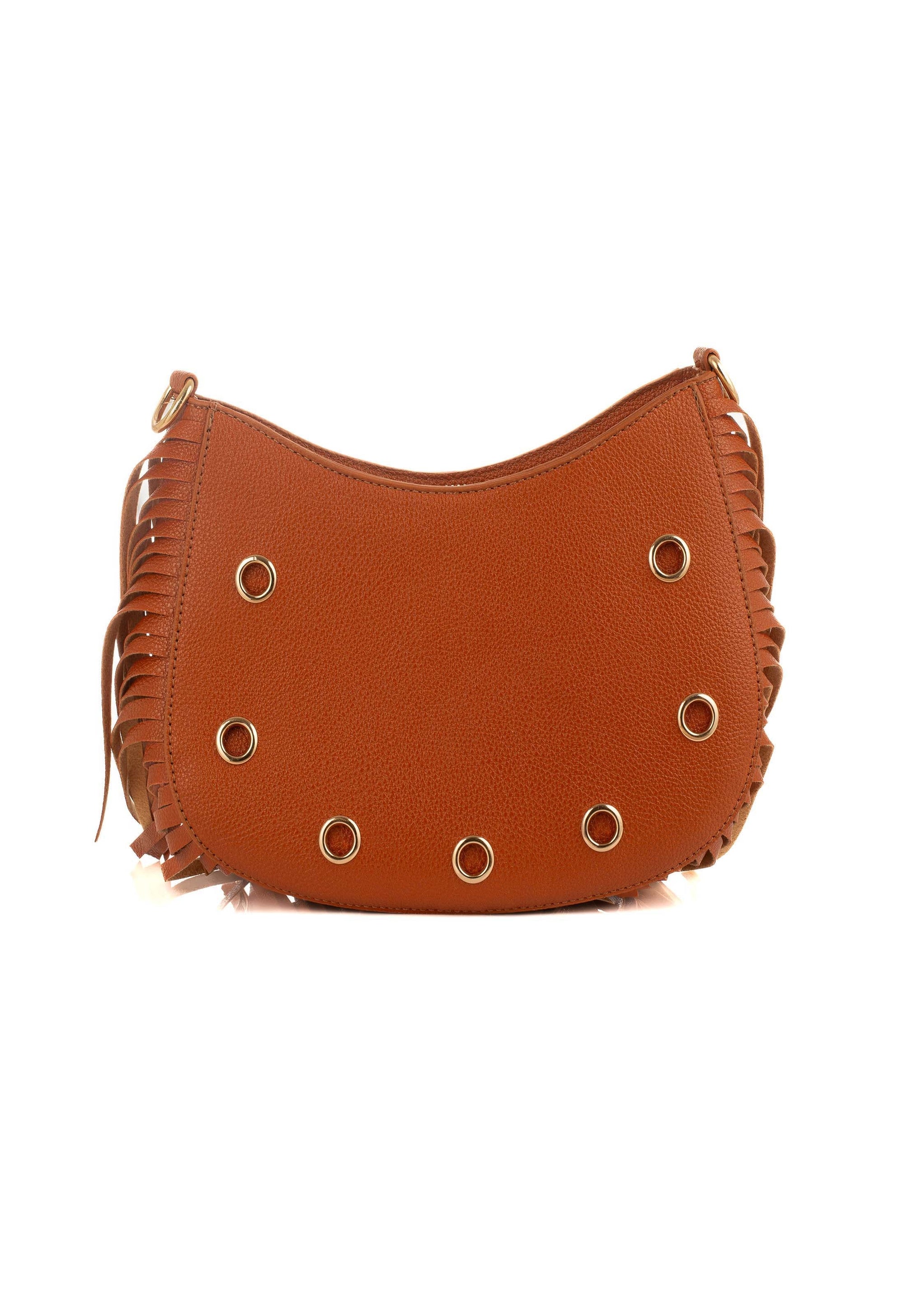Decorative Metal Drommet & Fringes Shoulder-Bag