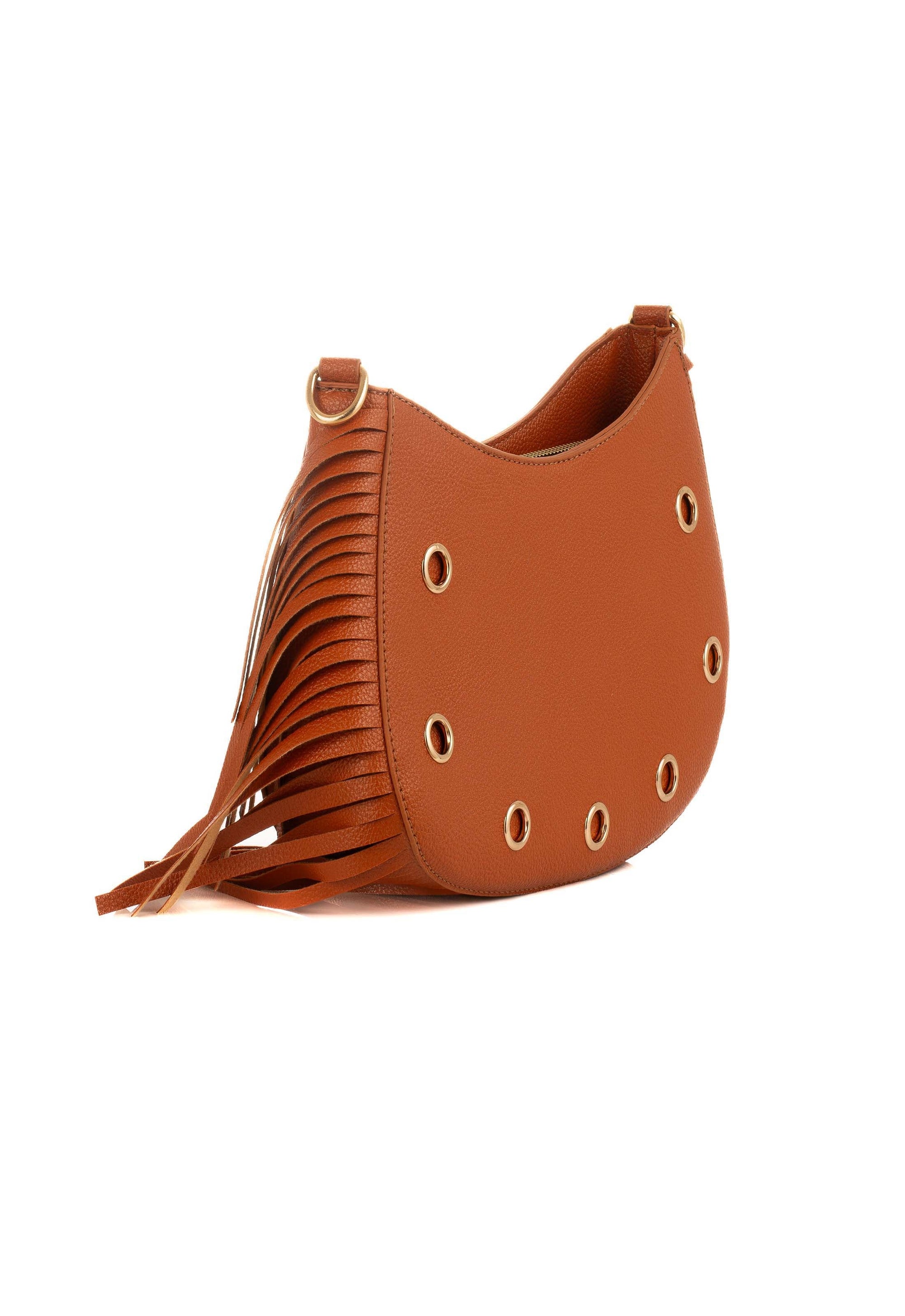 Decorative Metal Drommet & Fringes Shoulder-Bag