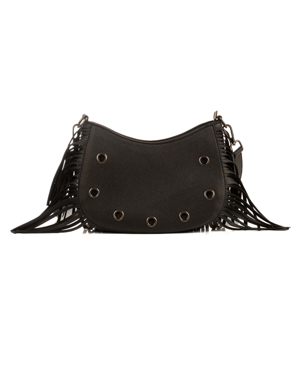 Decorative Metal Drommet & Fringes Shoulder-Bag