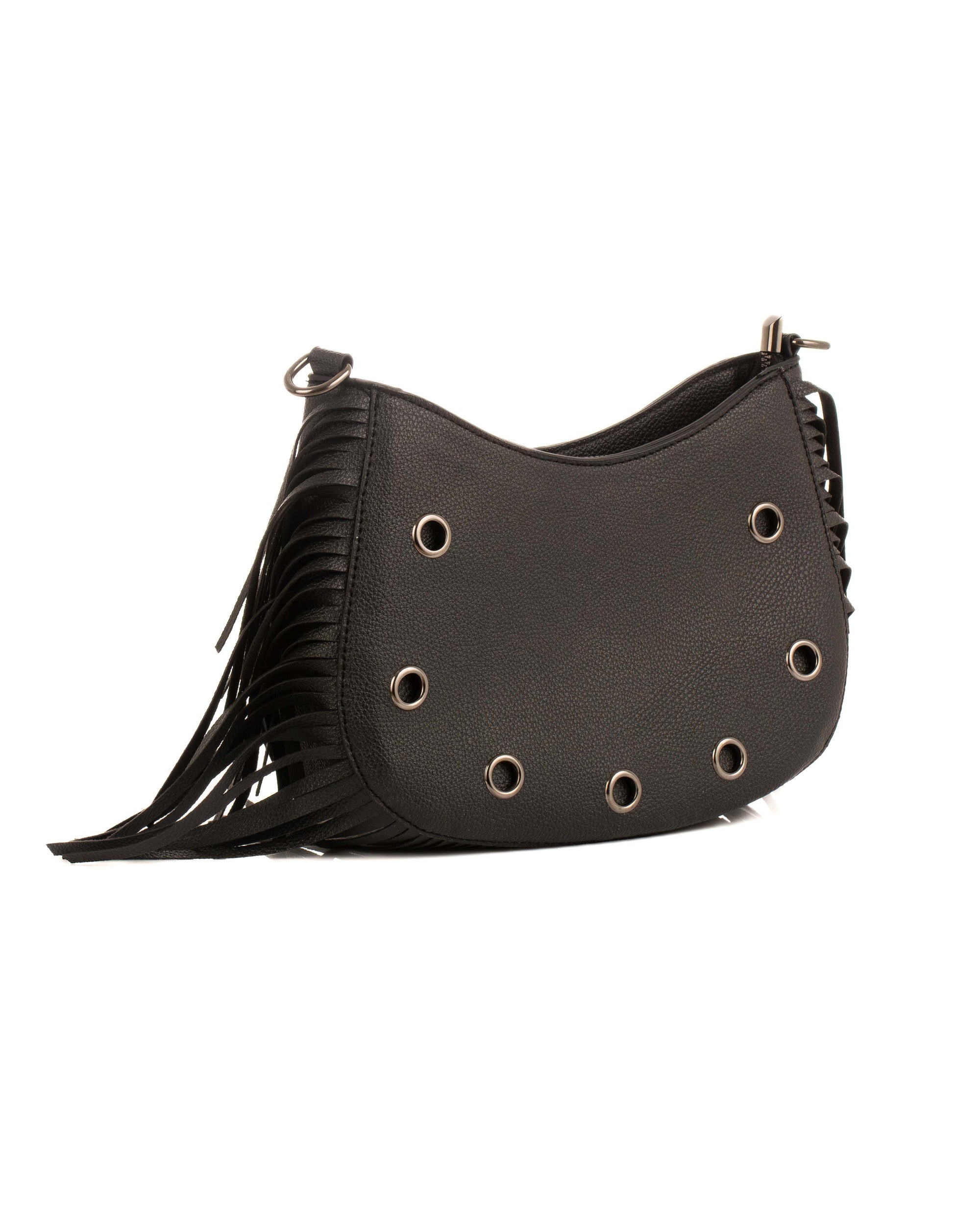 Decorative Metal Drommet & Fringes Shoulder-Bag