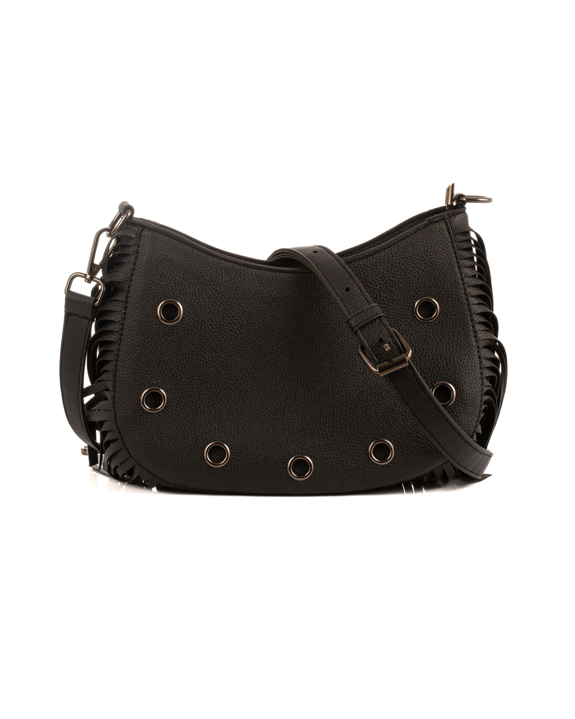 Decorative Metal Drommet & Fringes Shoulder-Bag