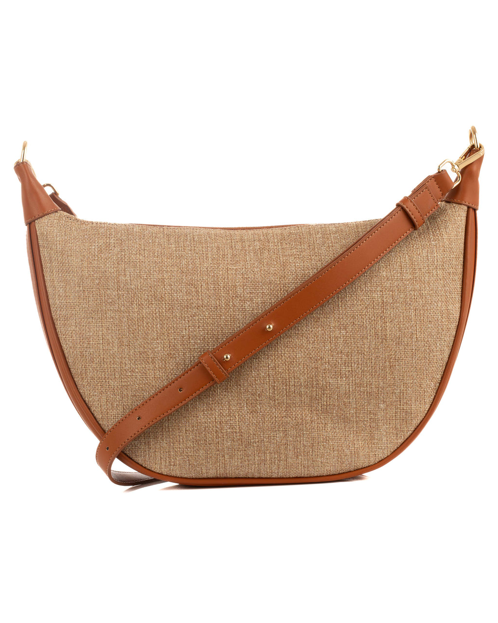 Half-Moon Crossbody Bag with Leather Trim
