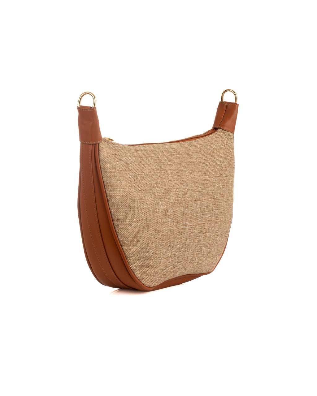 Half-Moon Crossbody Bag with Leather Trim