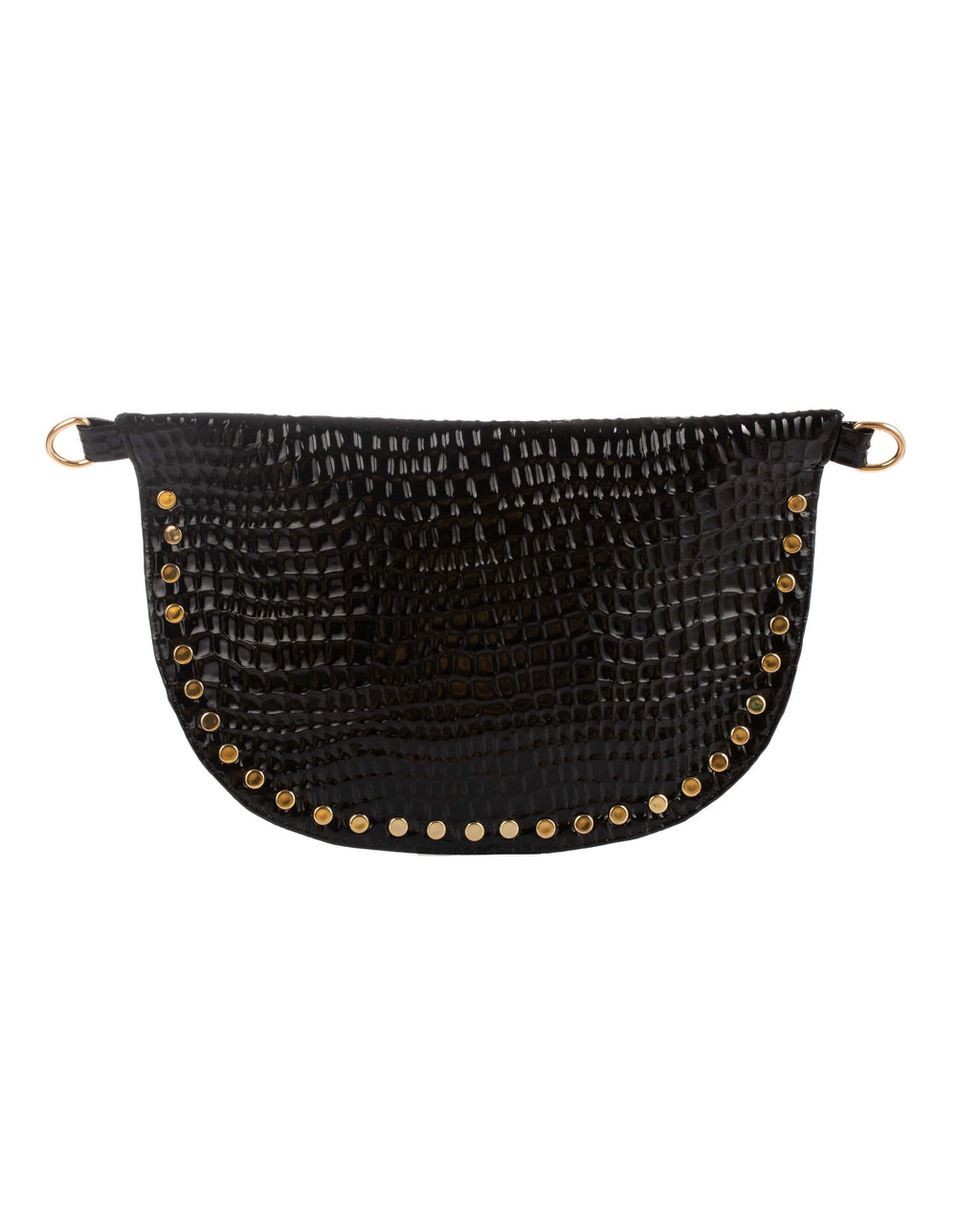 Croc-Embossed Waist Bag with Golden Studs