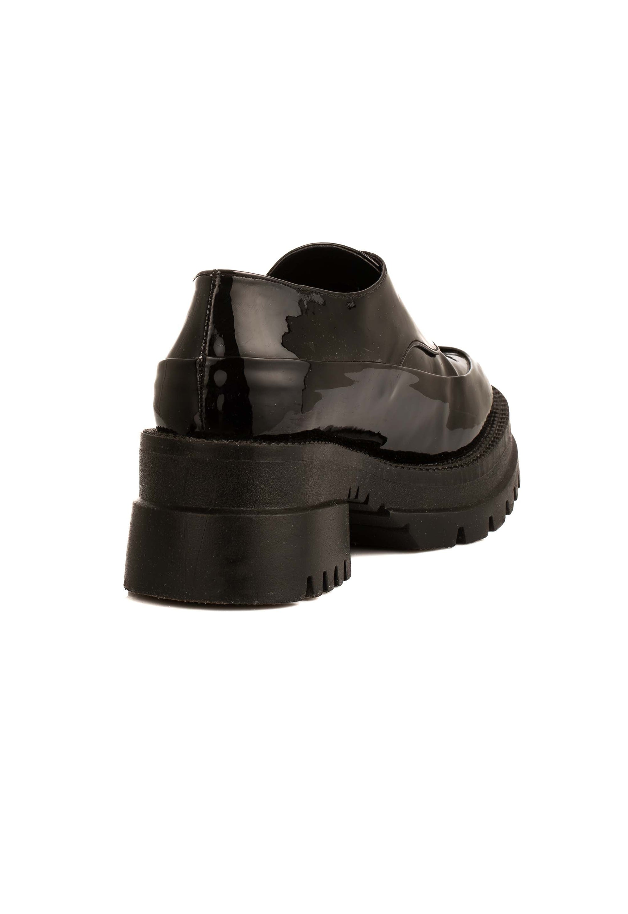 Chunky Heel Leather Zipped Loafers