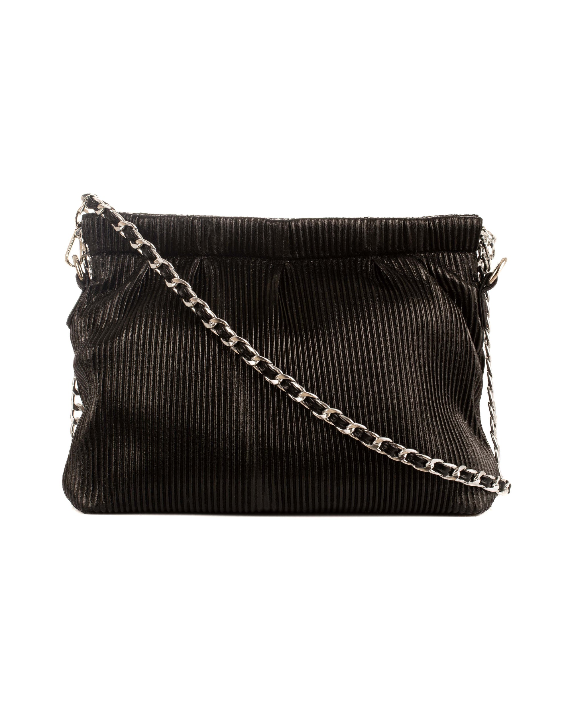 Elegant Striped Leather Chain Shoulder-Bag