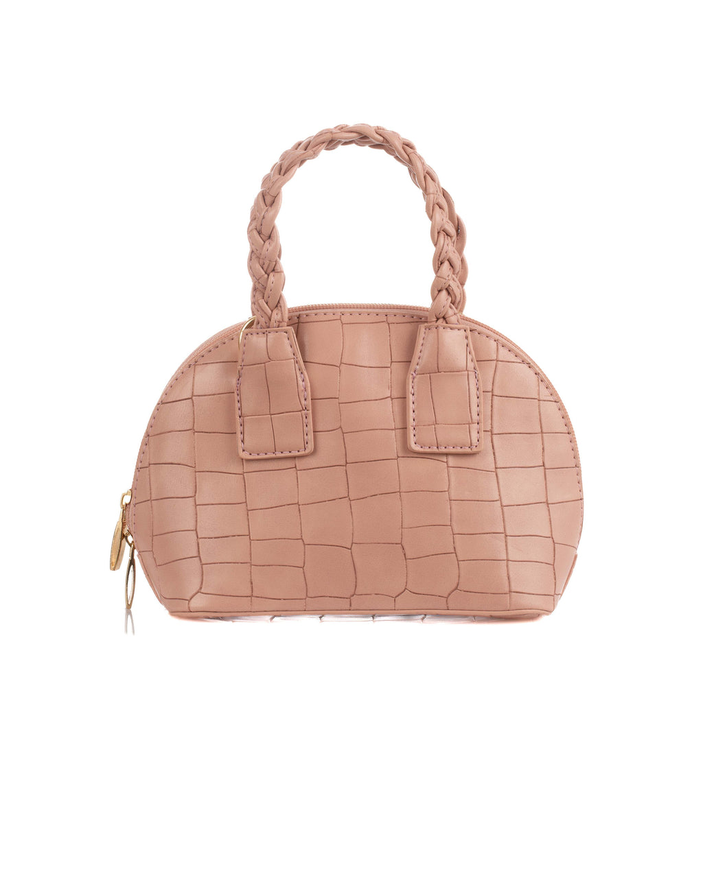Croc-Pattern Crossbody Bag with Braided Handle