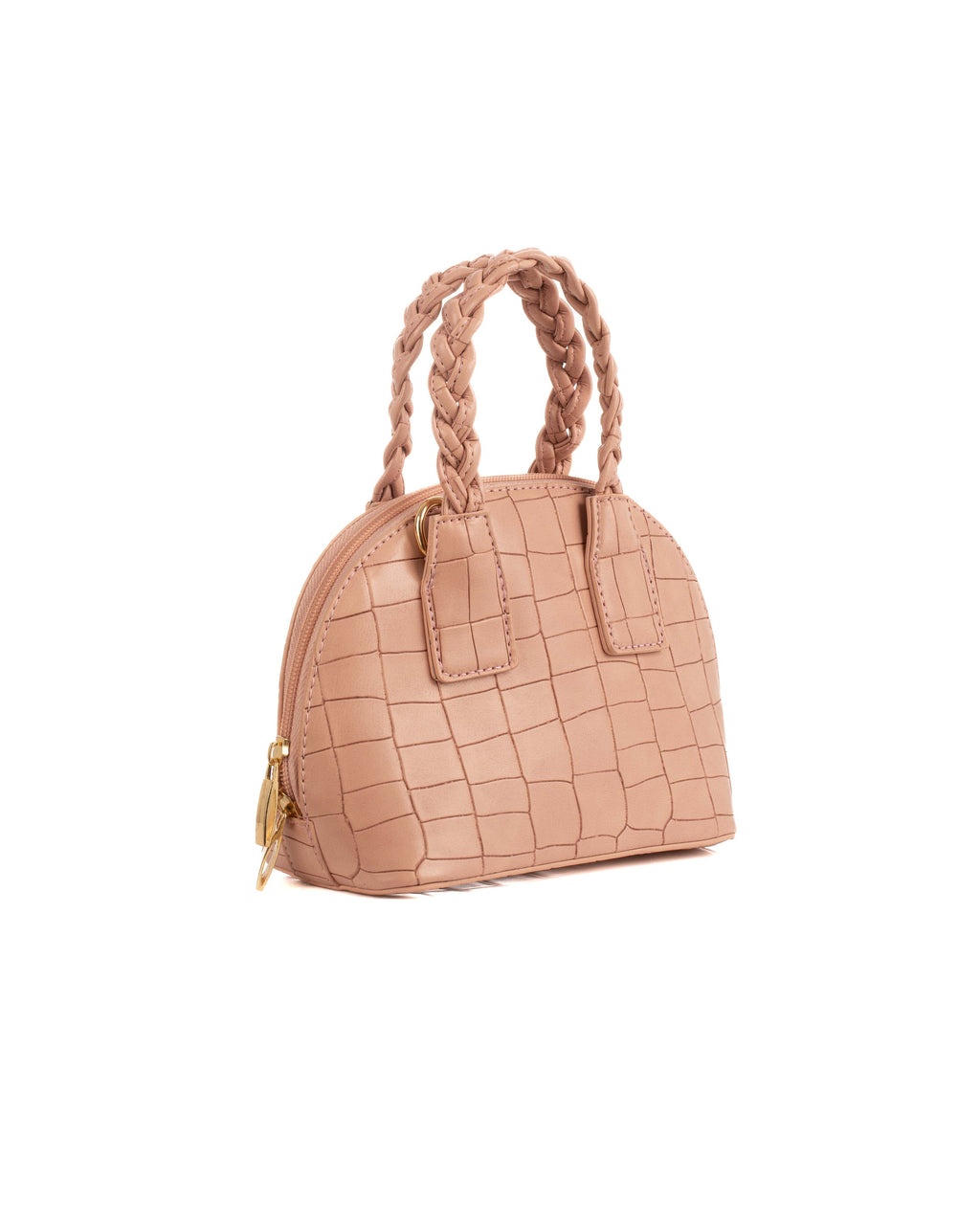 Croc-Pattern Crossbody Bag with Braided Handle