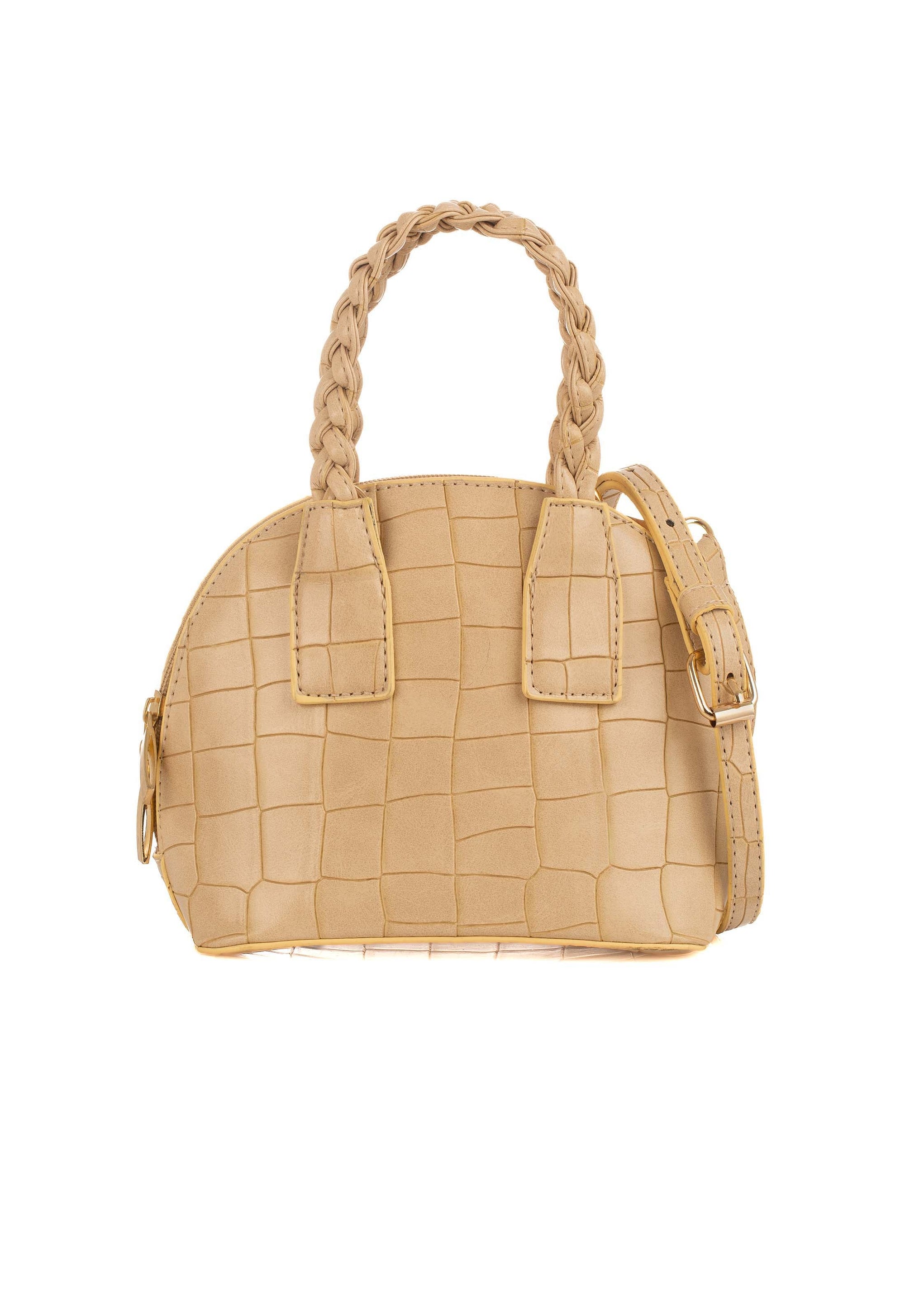 Croc-Pattern Crossbody Bag with Braided Handle