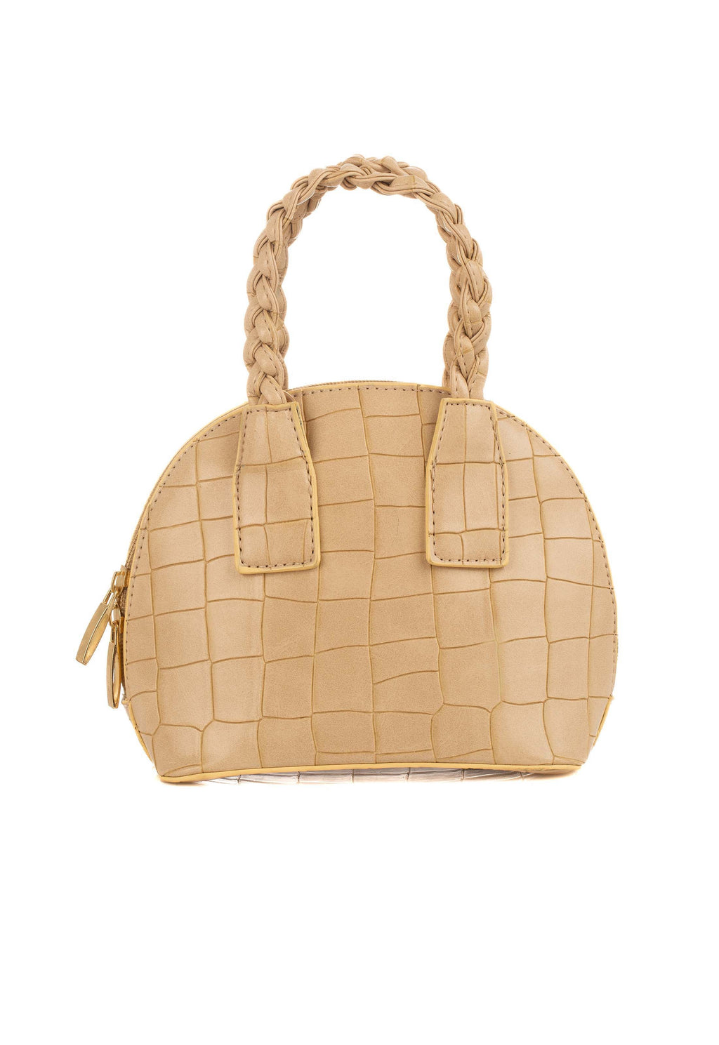 Croc-Pattern Crossbody Bag with Braided Handle