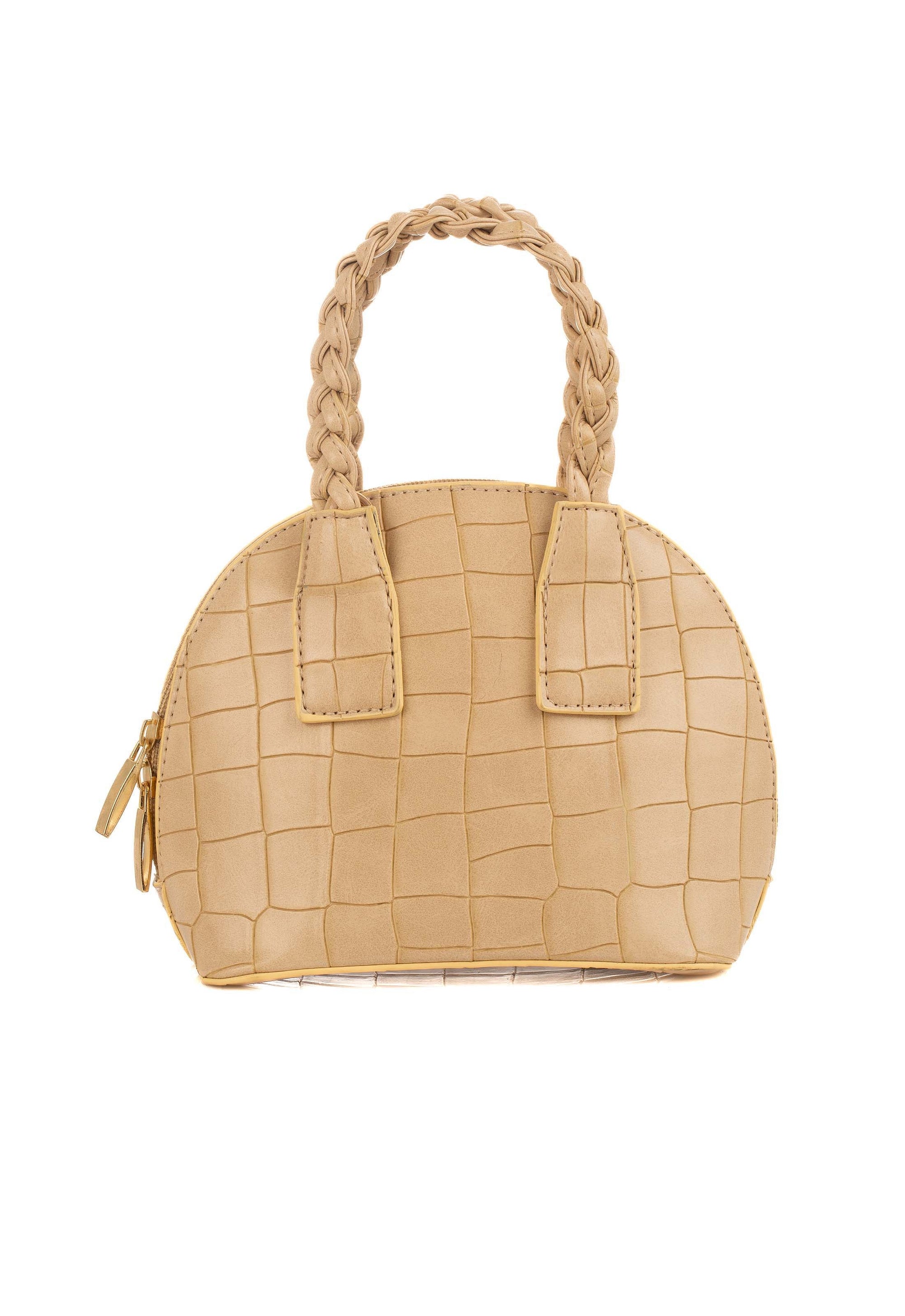 Croc-Pattern Crossbody Bag with Braided Handle