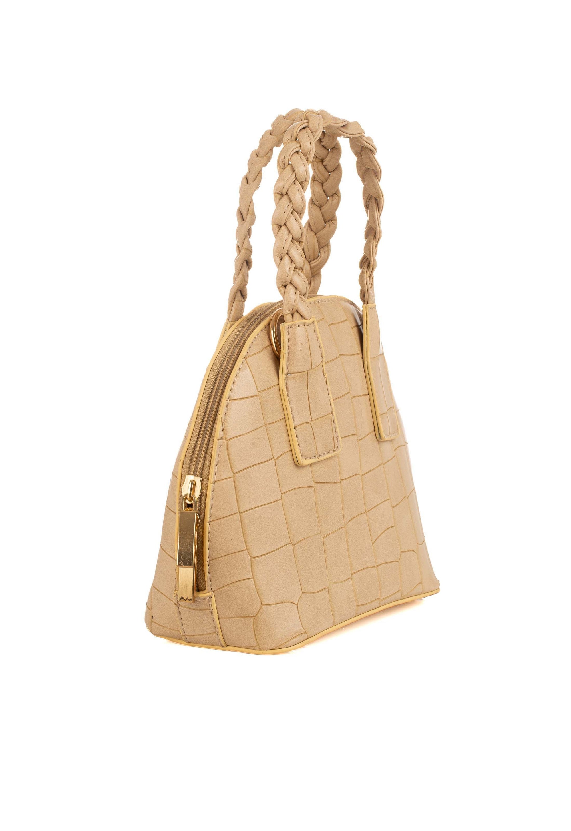 Croc-Pattern Crossbody Bag with Braided Handle