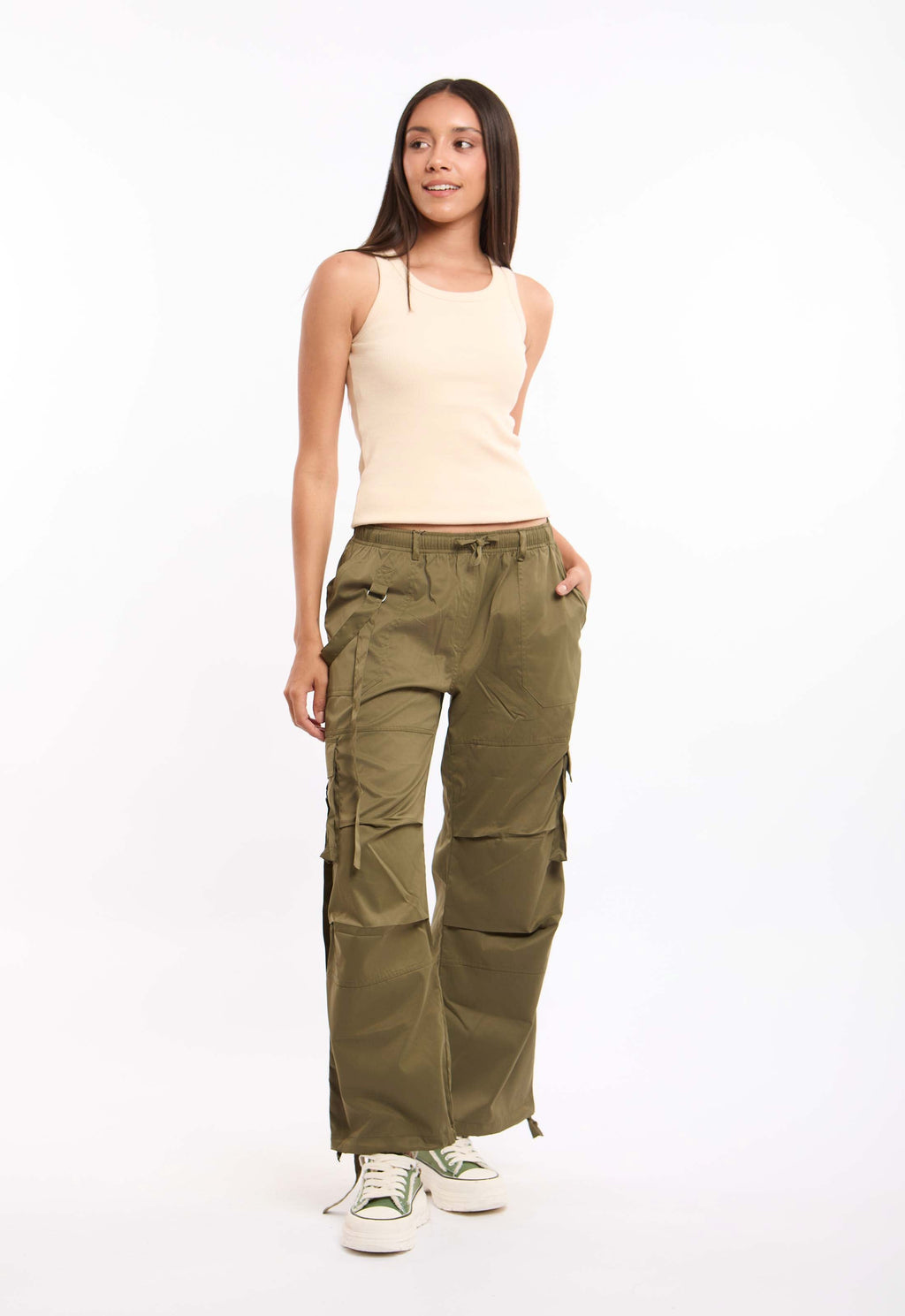 Relaxed Cargo Straight Pants with Multi Pockets