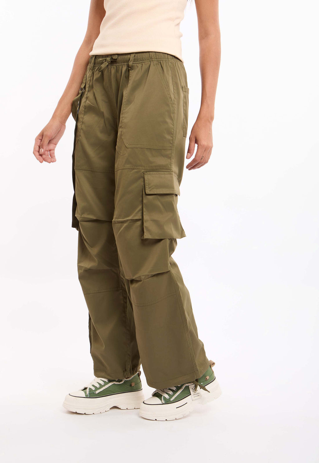 Relaxed Cargo Straight Pants with Multi Pockets