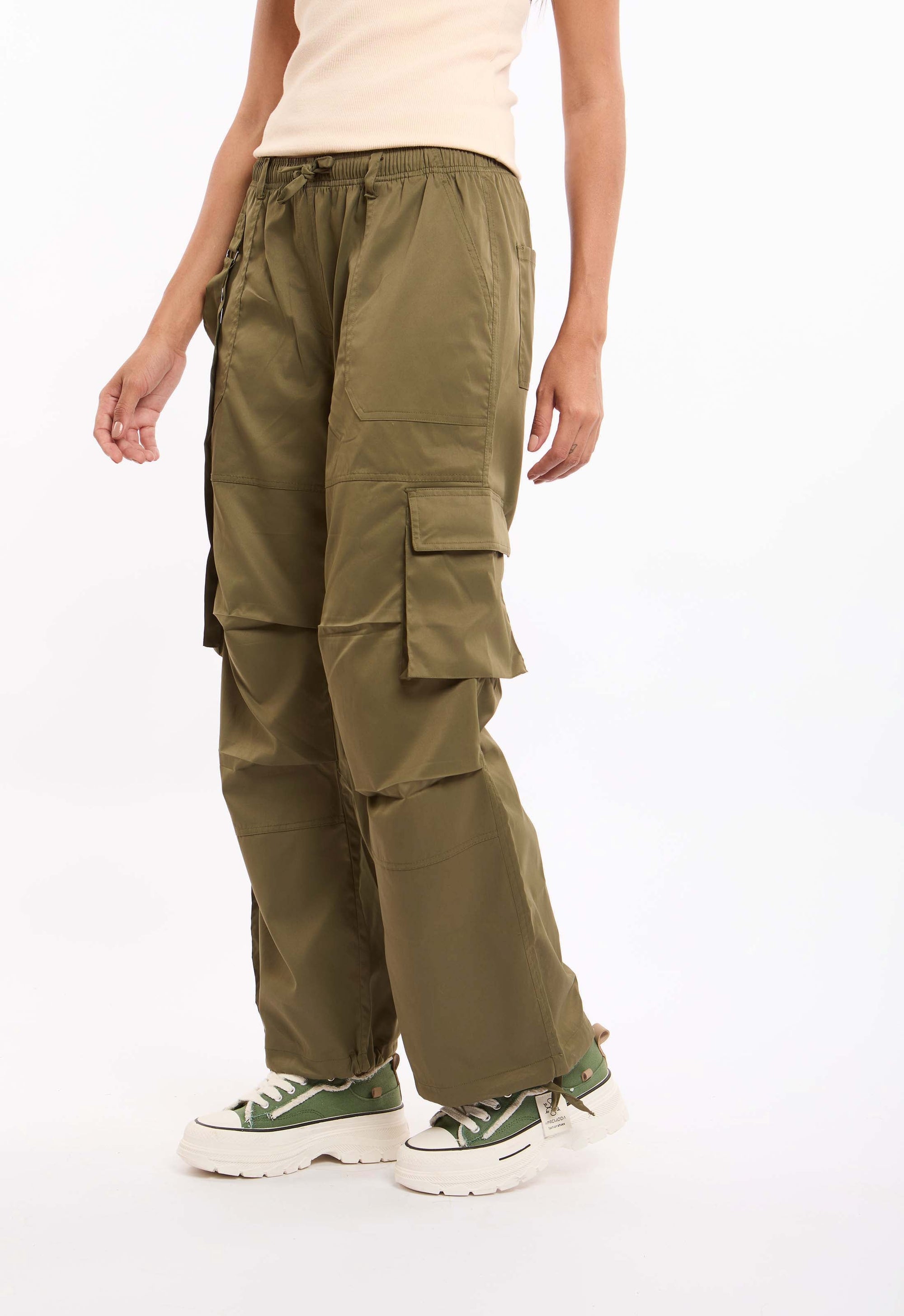 Relaxed Cargo Straight Pants with Multi Pockets