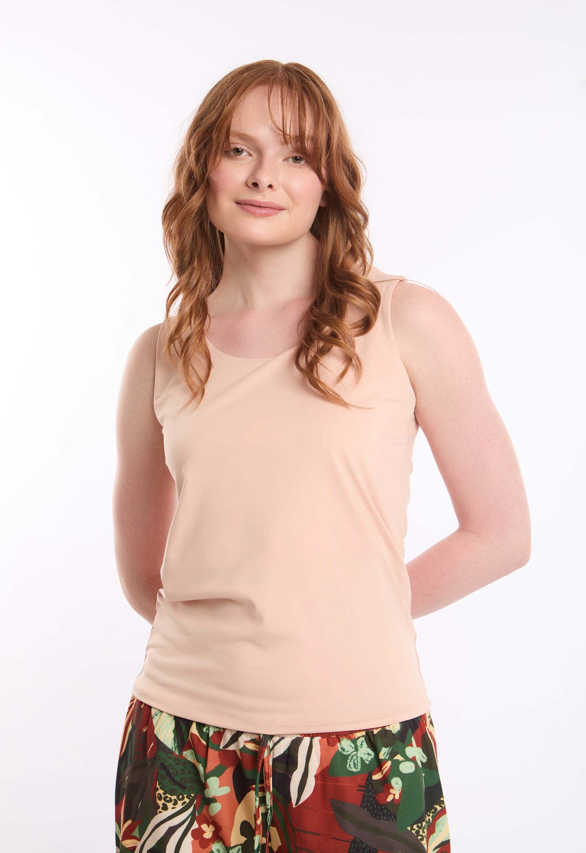 Boat Neck Sleeveless Solid Basic Top