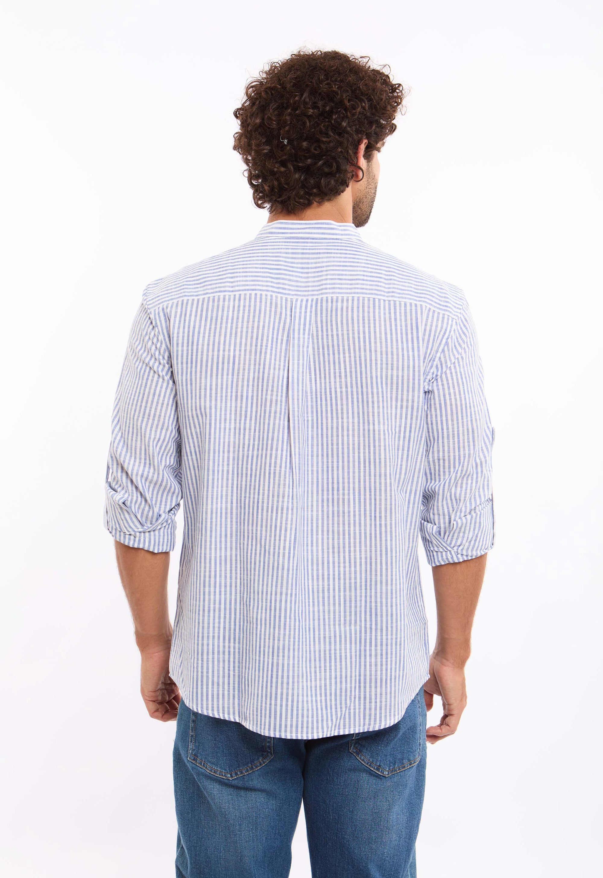 Roll-Up Long Sleeves Striped Shirt