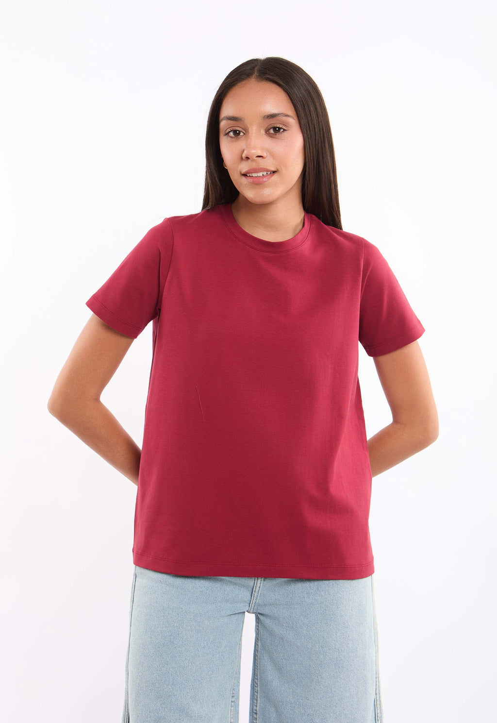 Slip On Solid Pattern Basic Tee