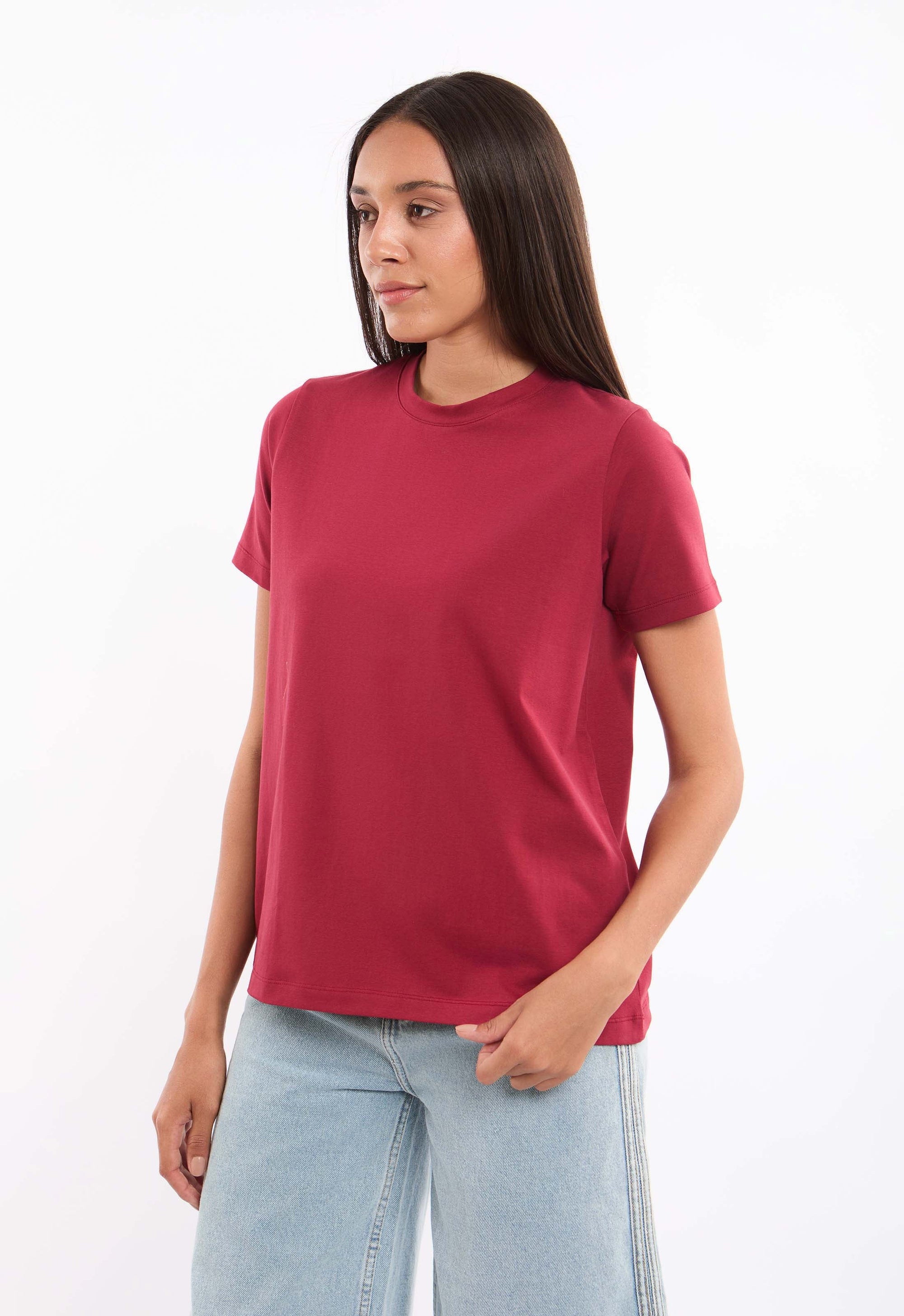 Slip On Solid Pattern Basic Tee