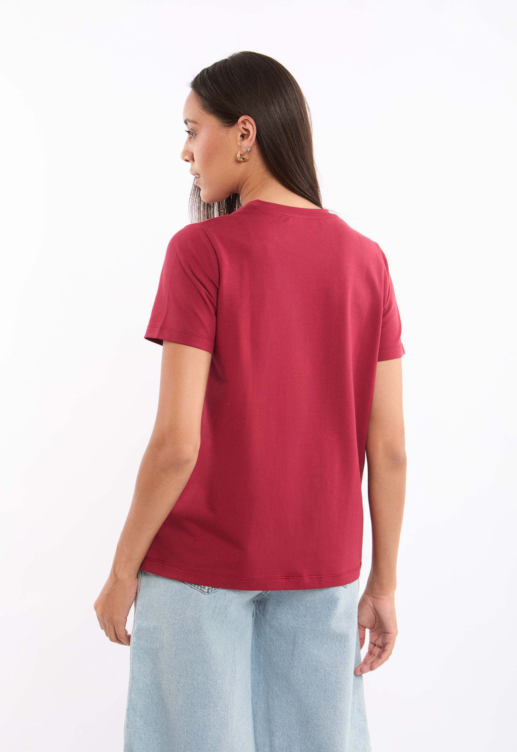 Slip On Solid Pattern Basic Tee