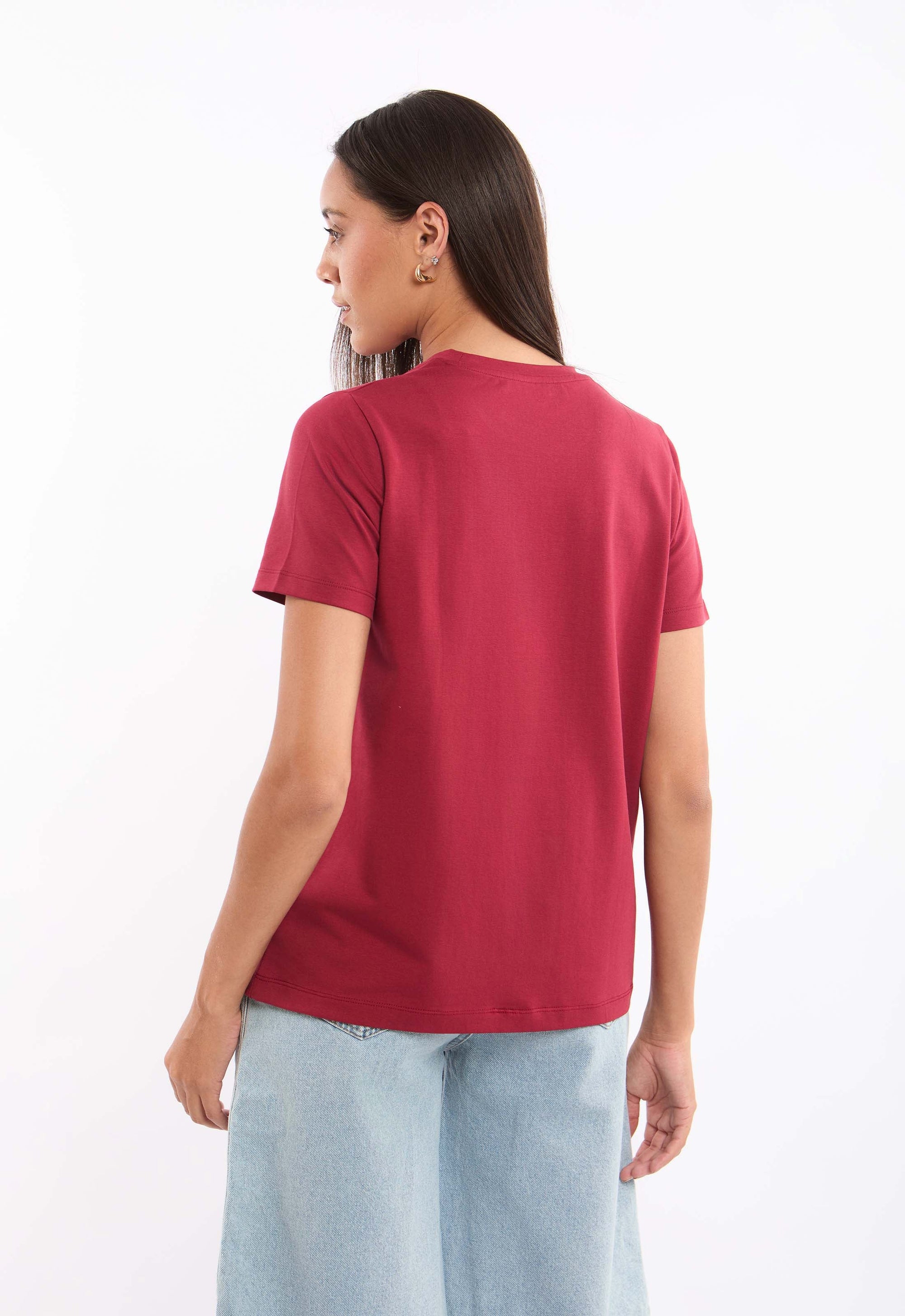 Slip On Solid Pattern Basic Tee