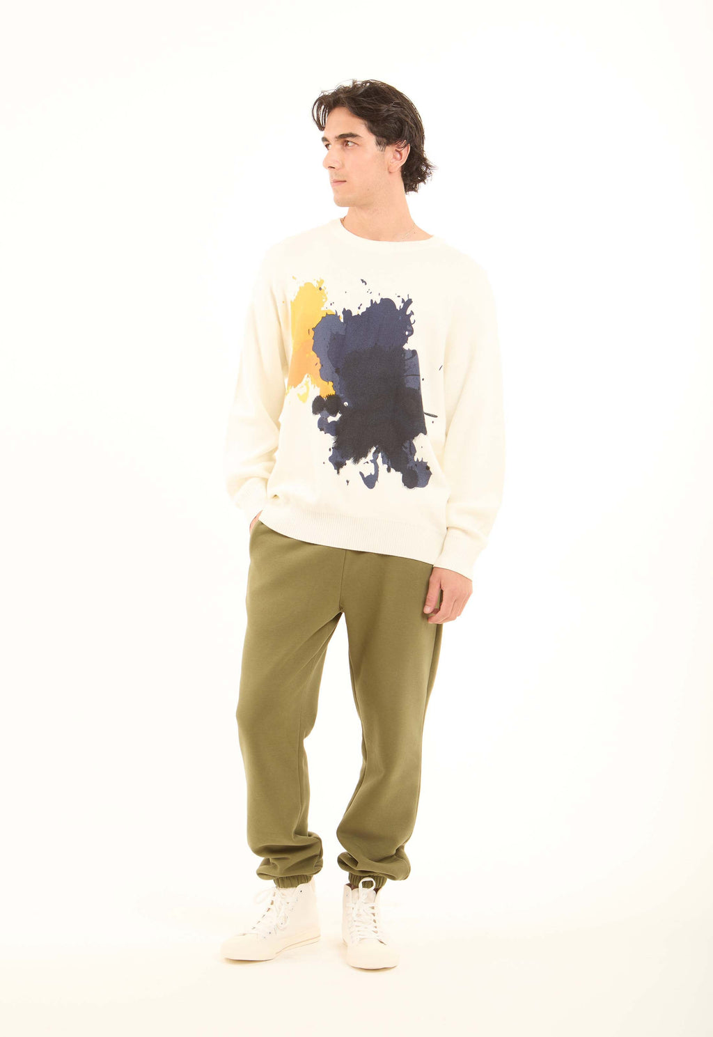 Solid Slip On Melton Sweatpants with Hem