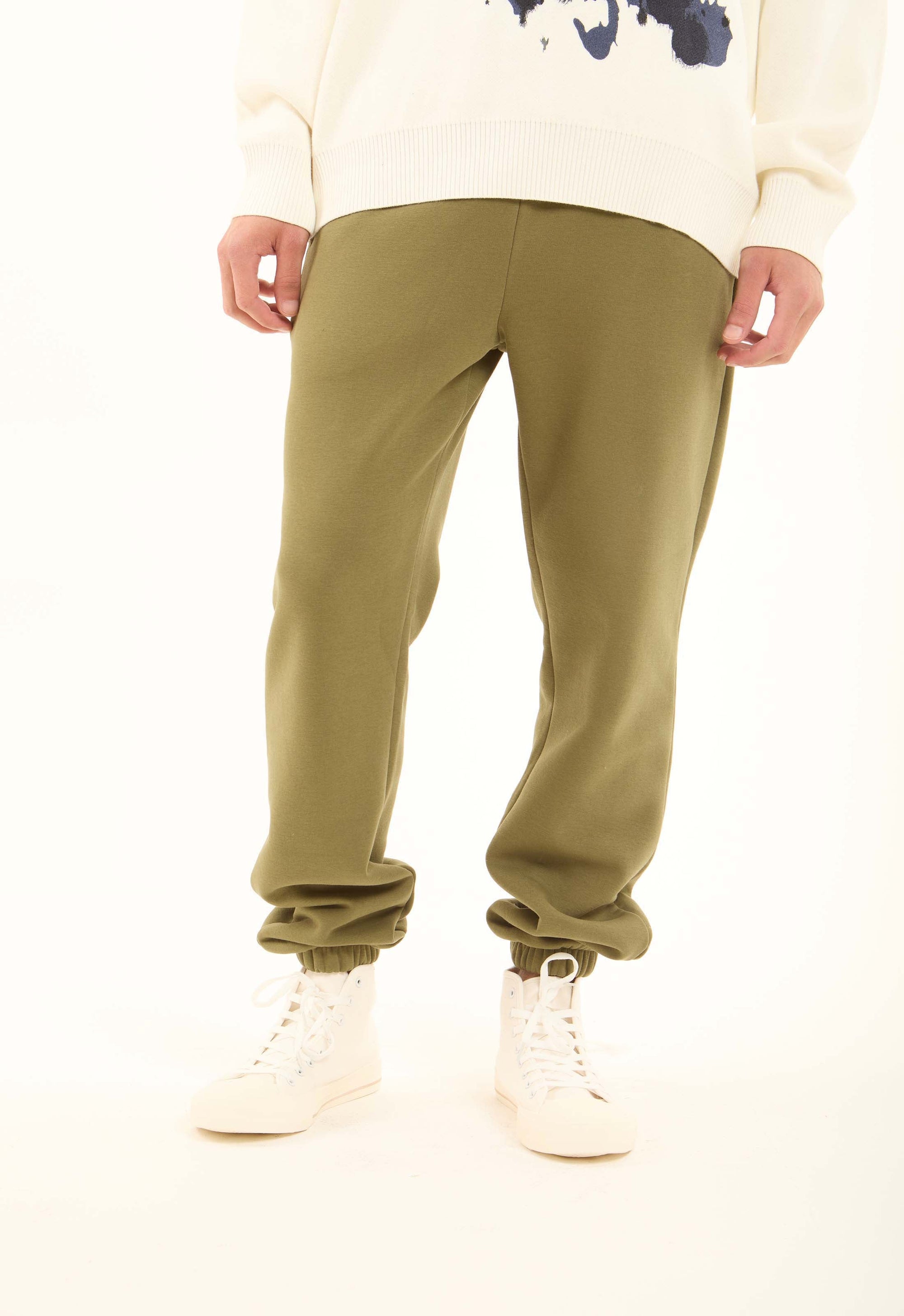 Solid Slip On Melton Sweatpants with Hem