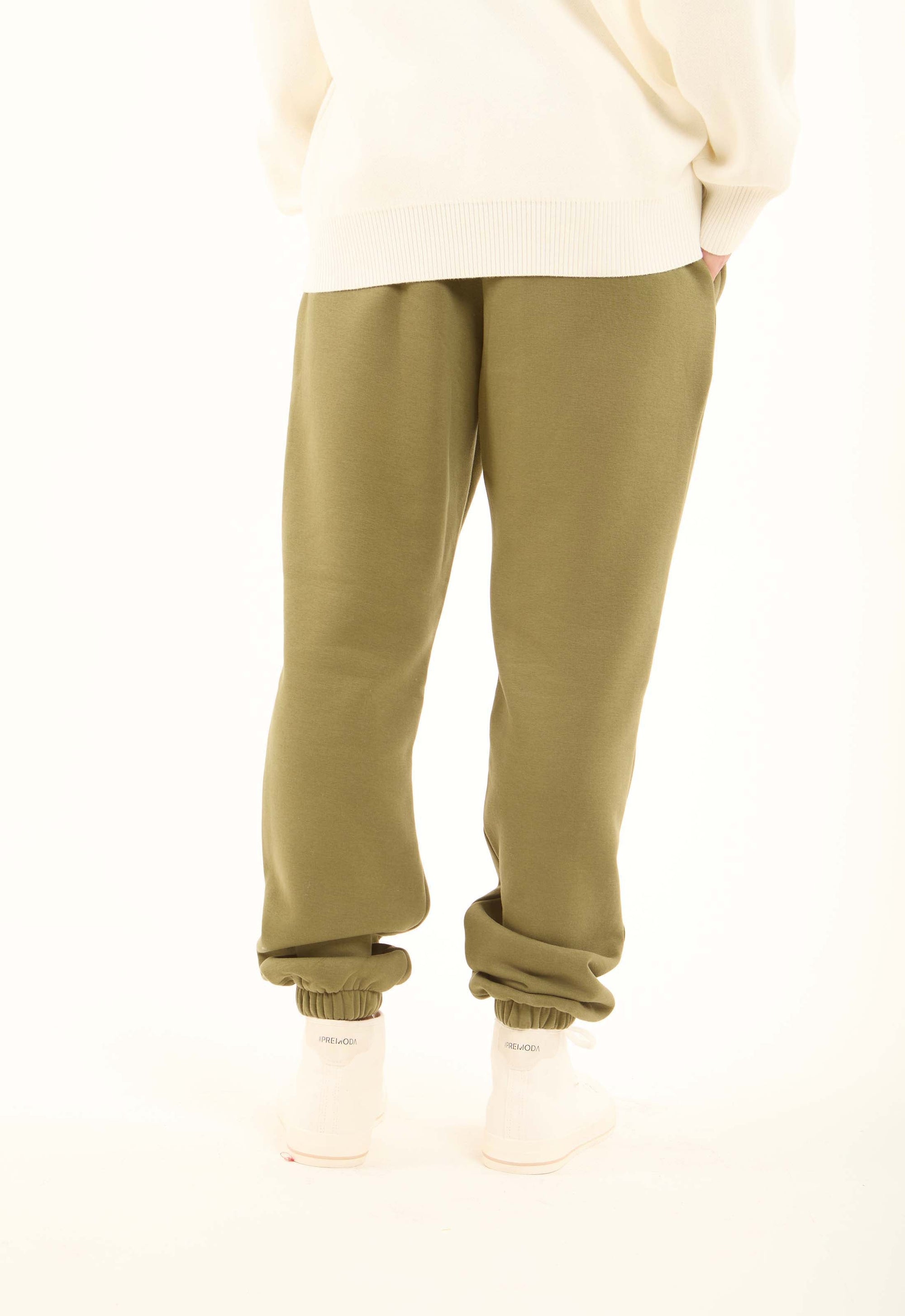 Solid Slip On Melton Sweatpants with Hem