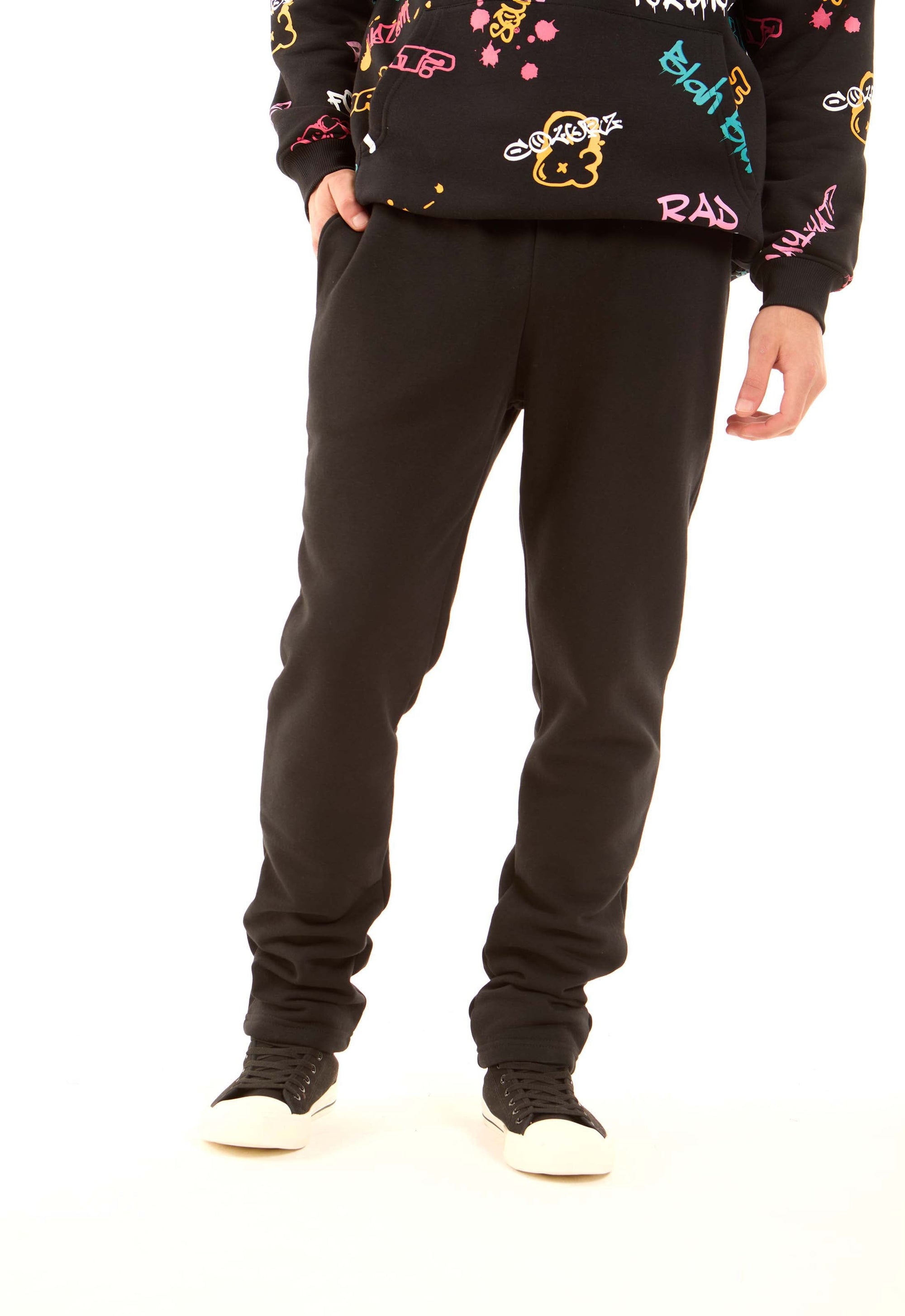 Solid Melton Pants with Elastic Waist