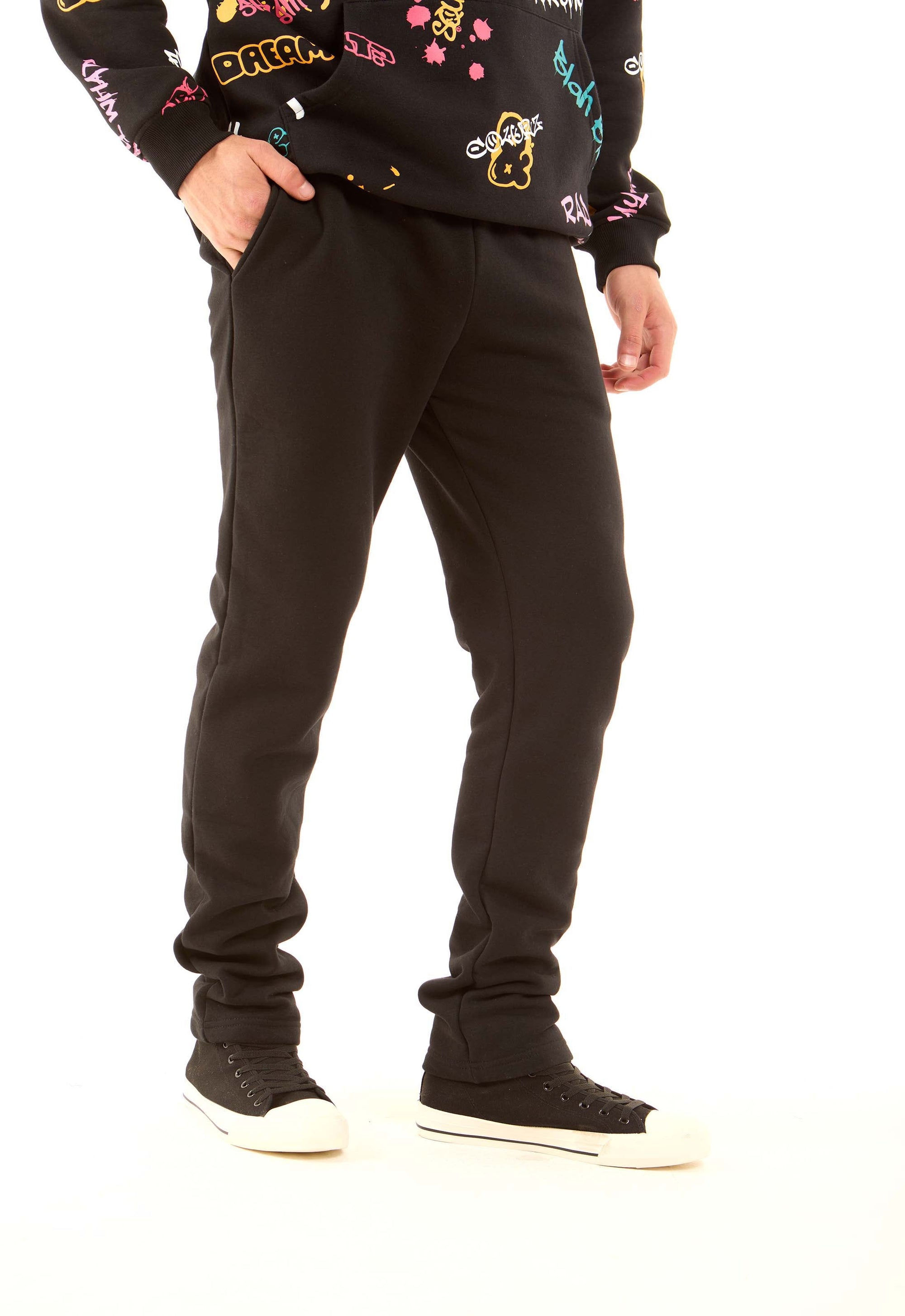 Solid Melton Pants with Elastic Waist